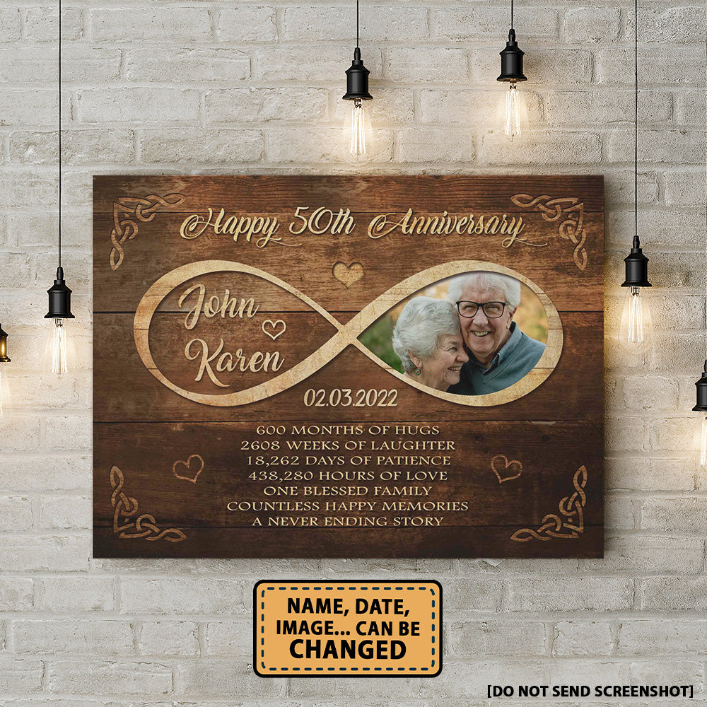 Happy 50th Anniversary Old Television Anniversary Canvas Valentine Gifts