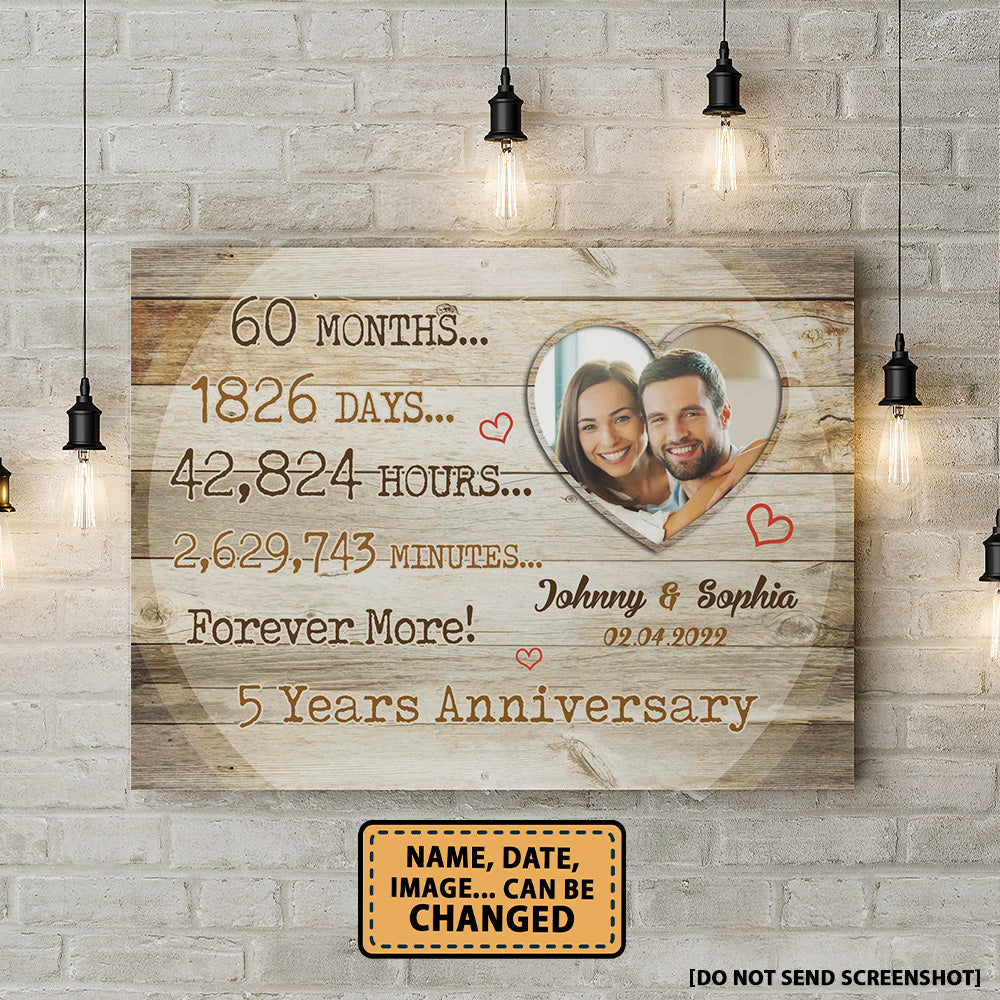 5 Years Anniversary Custom Image Canvas Valentine Gifts