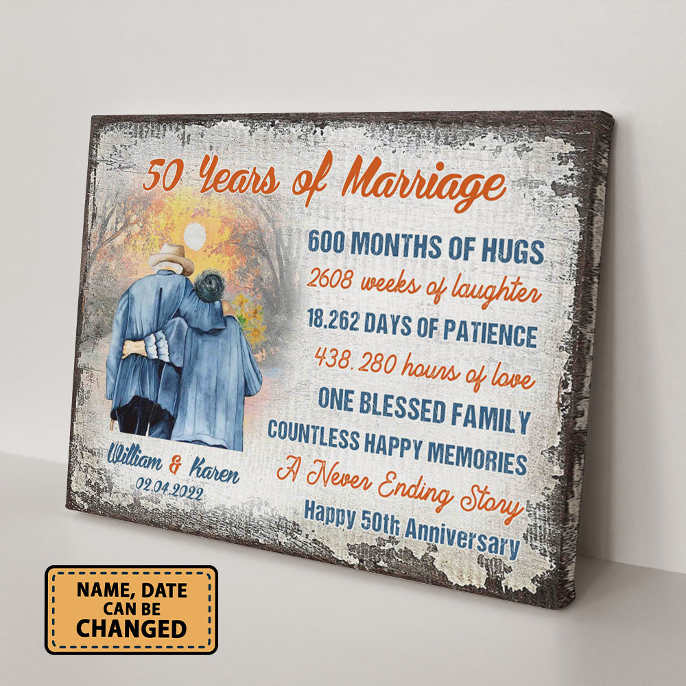 50 Years Of Marriage Happy 50th Anniversary Canvas Valentine Gifts