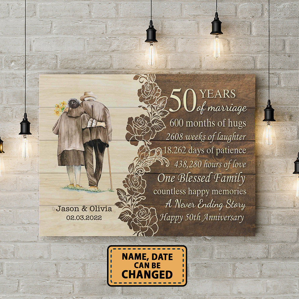Happy 50th Anniversary 50 Years Of Marriage Personalizedwitch Canvas