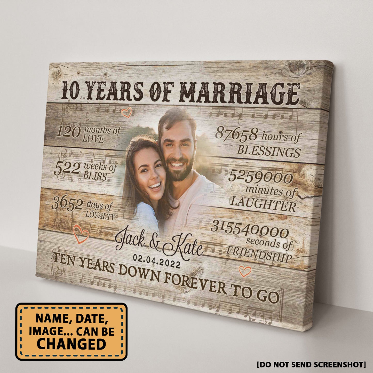Happy 10th Anniversary Sheet Music Custom Image Anniversary Canvas