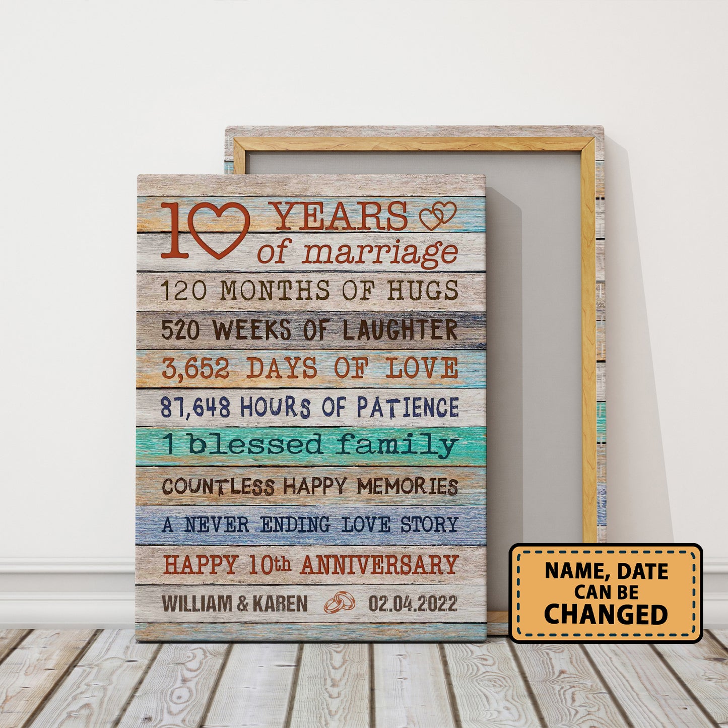 Happy 10th Anniversary Vintage Personalizedwitch Canvas Valentine Gifts