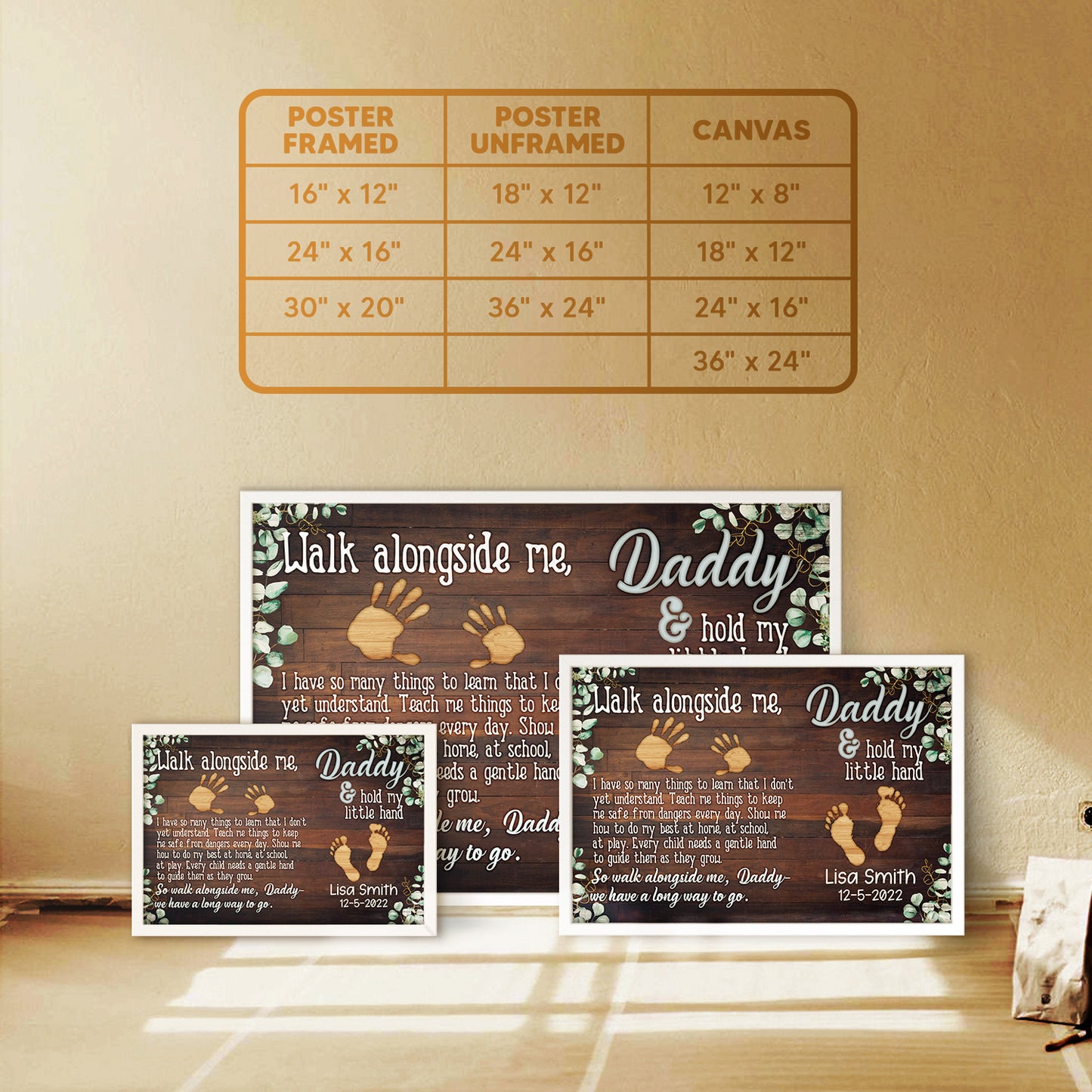 Walk Alongside Me Gift For New Dad Custom Name & Date Poster