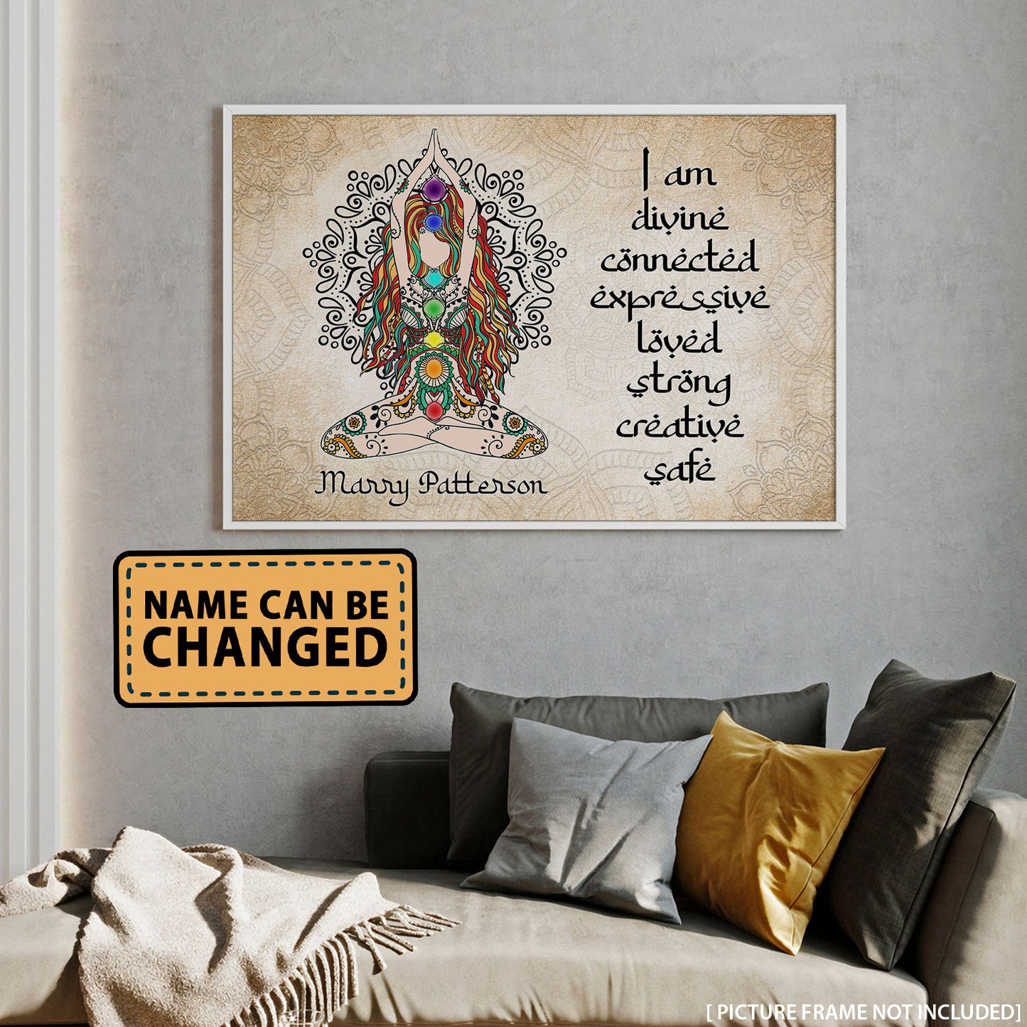 Yoga I Am Divine Chakra Personalizedwitch Horizontal Poster