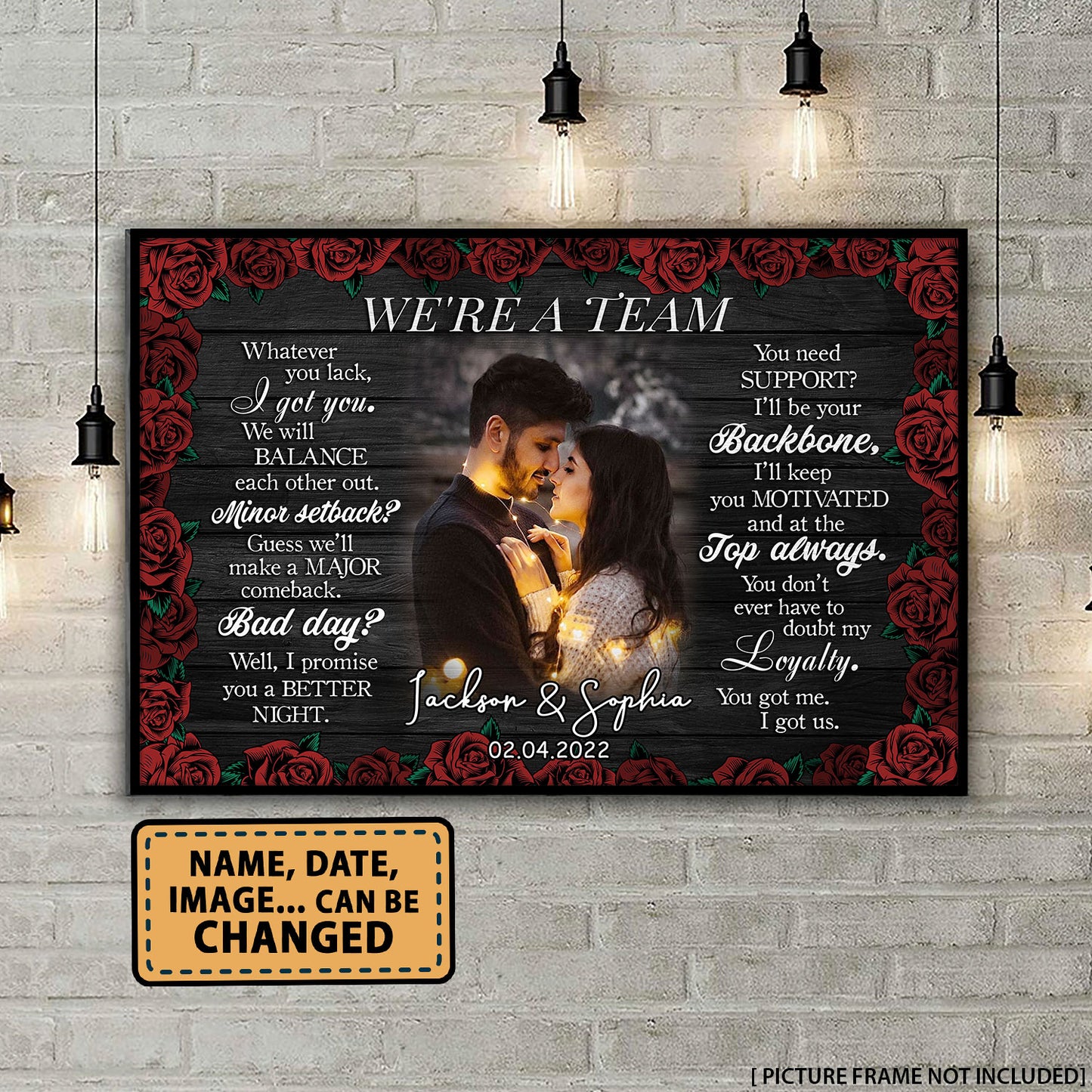 We Are A Team Rose Couple Anniversary Personalized Poster Valentine Gifts