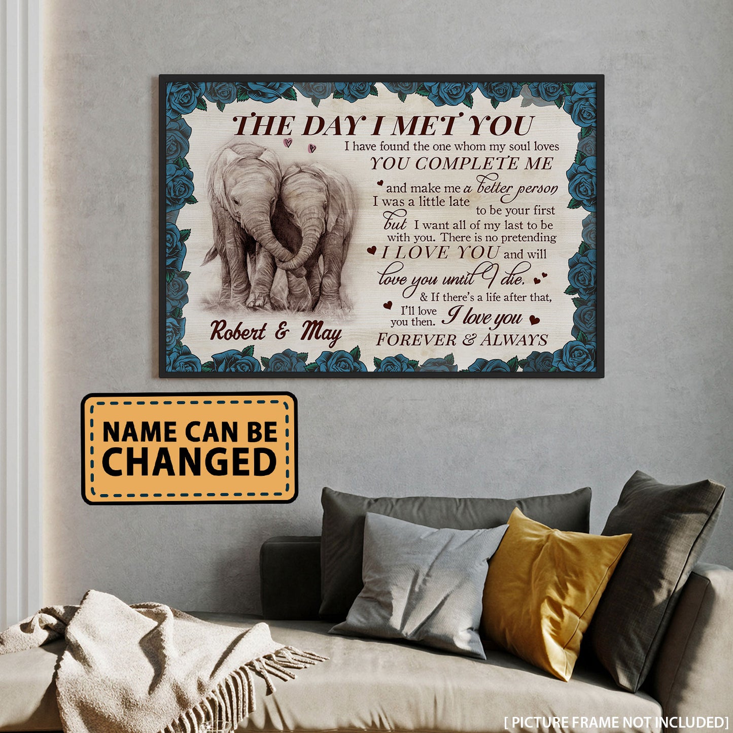 The Day I Met You Elephant Couple Anniversary Personalized Poster
