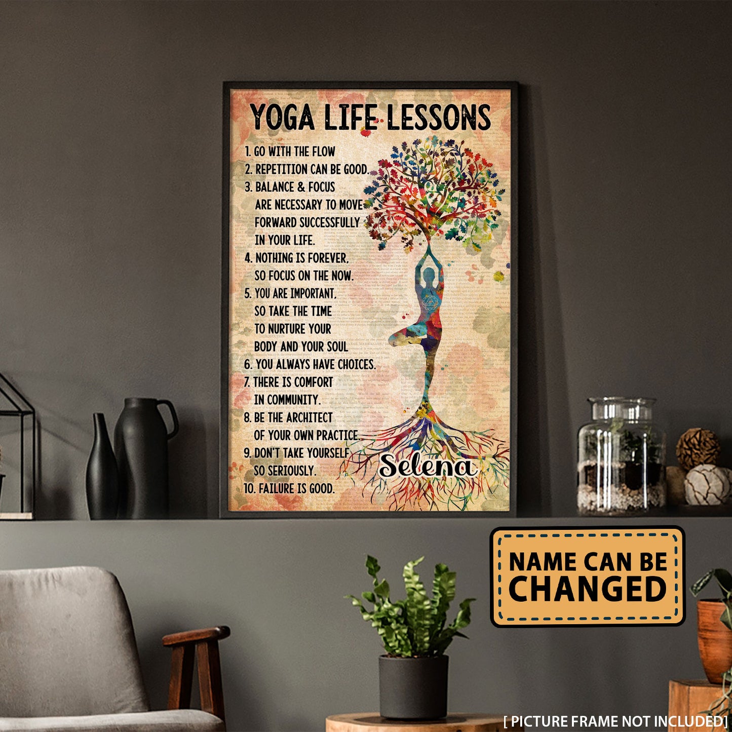Yoga Life Lessons Tree Personalizedwitch Vertical Poster