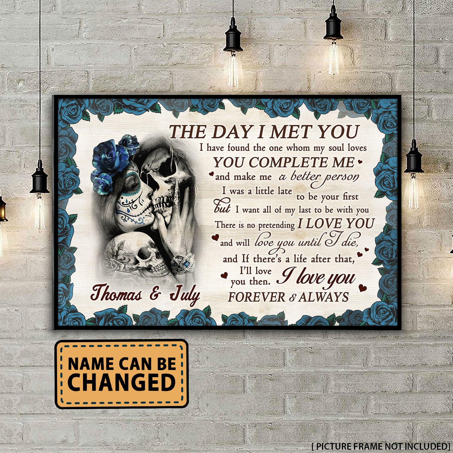 The Day I Met You Skull Couple Anniversary Personalized Poster