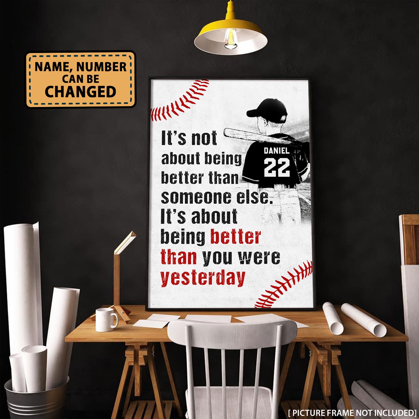It's Not About Being Better Than Someone Baseball Personalized Poster