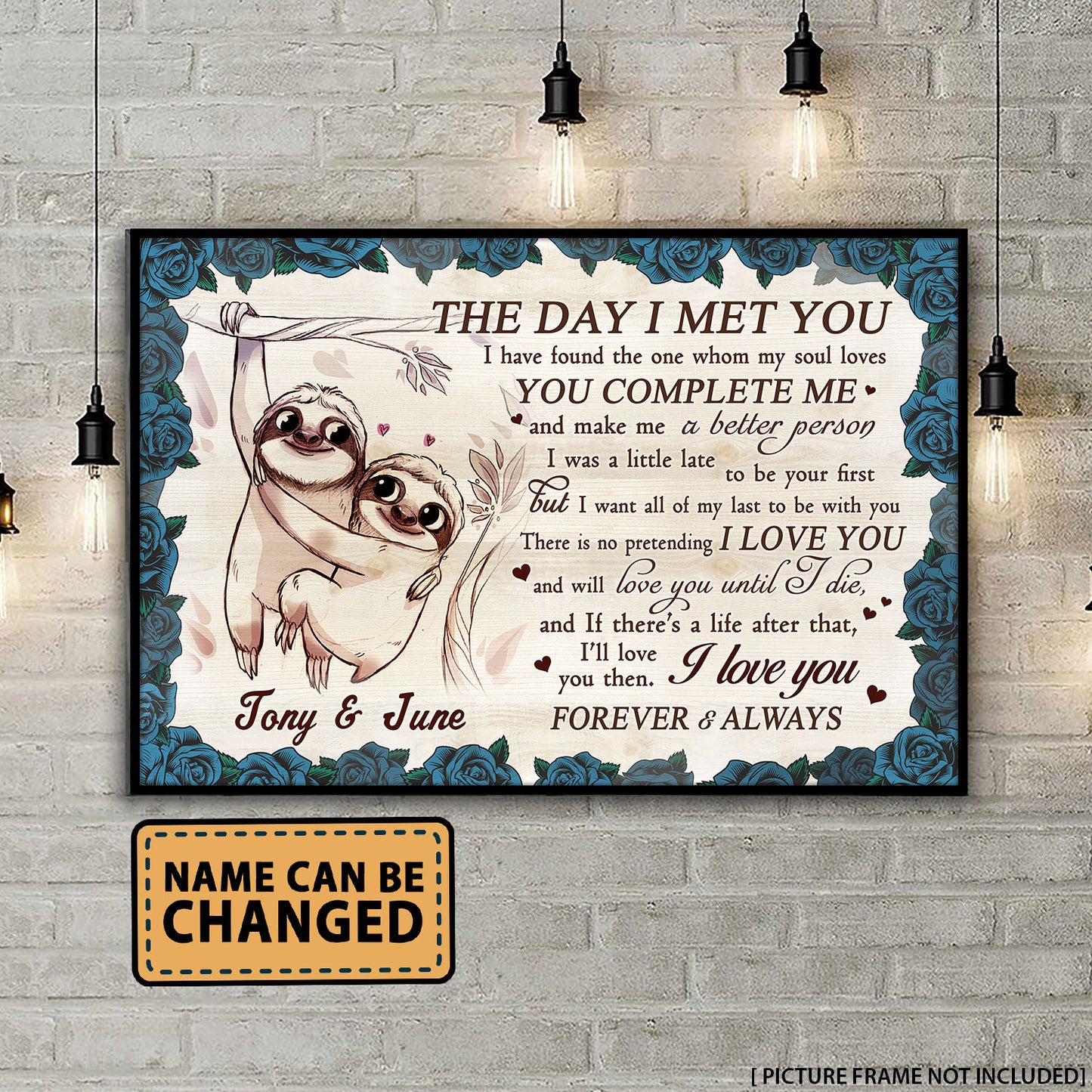 The Day I Met You Sloth Couple Anniversary Personalized Poster