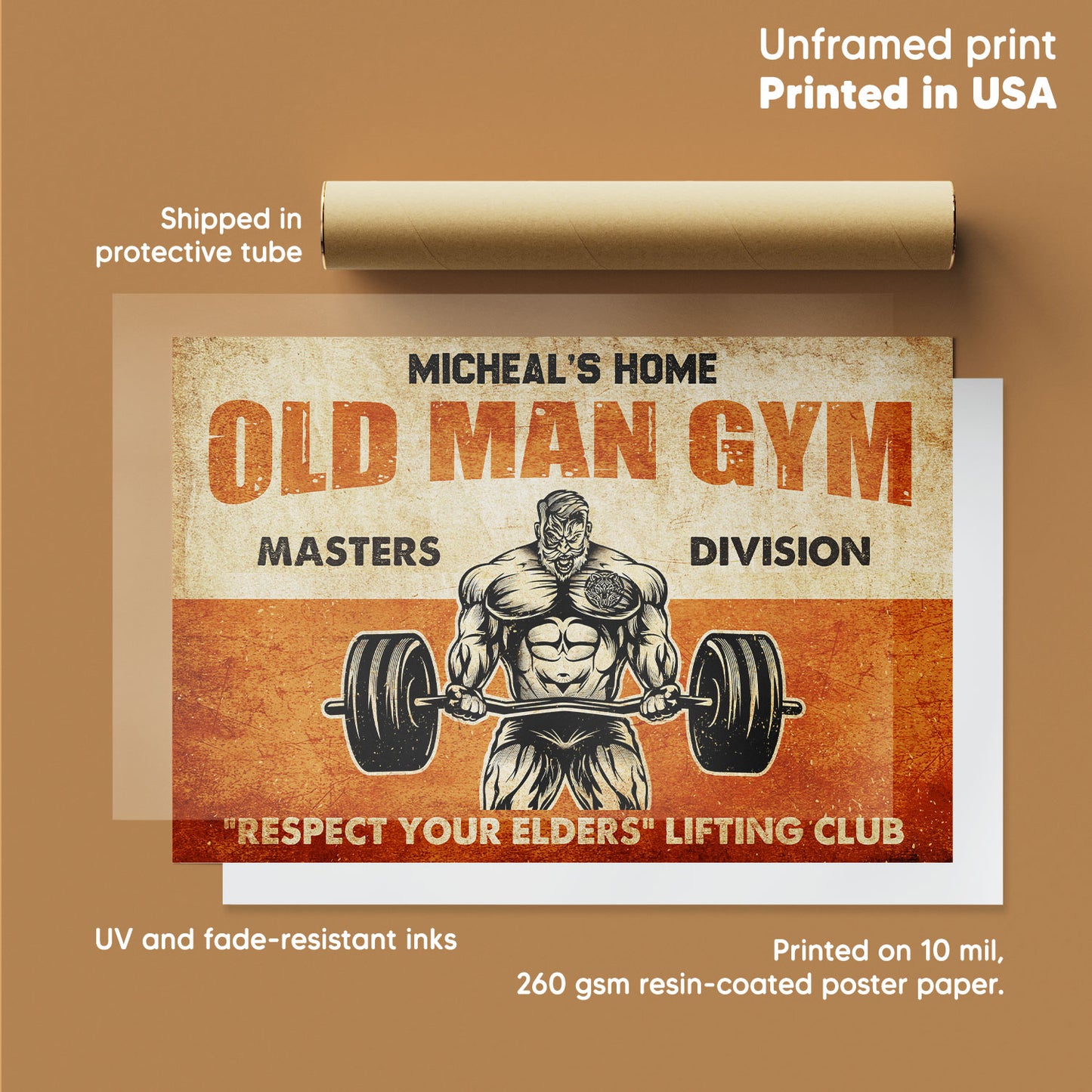 Old Man Gym Personalizedwitch Horizontal Poster