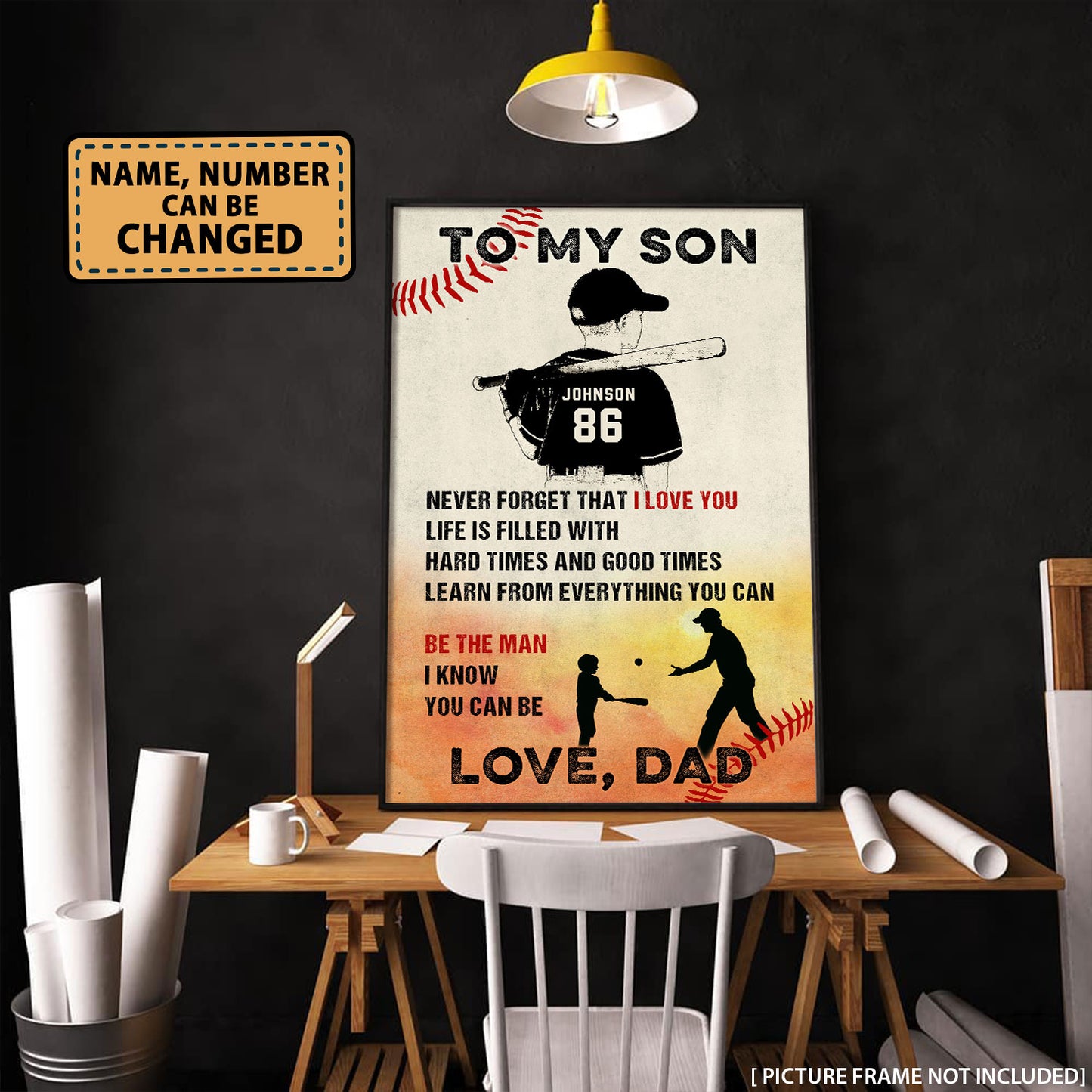 To My Son Never Forget That I Love You Baseball Poster