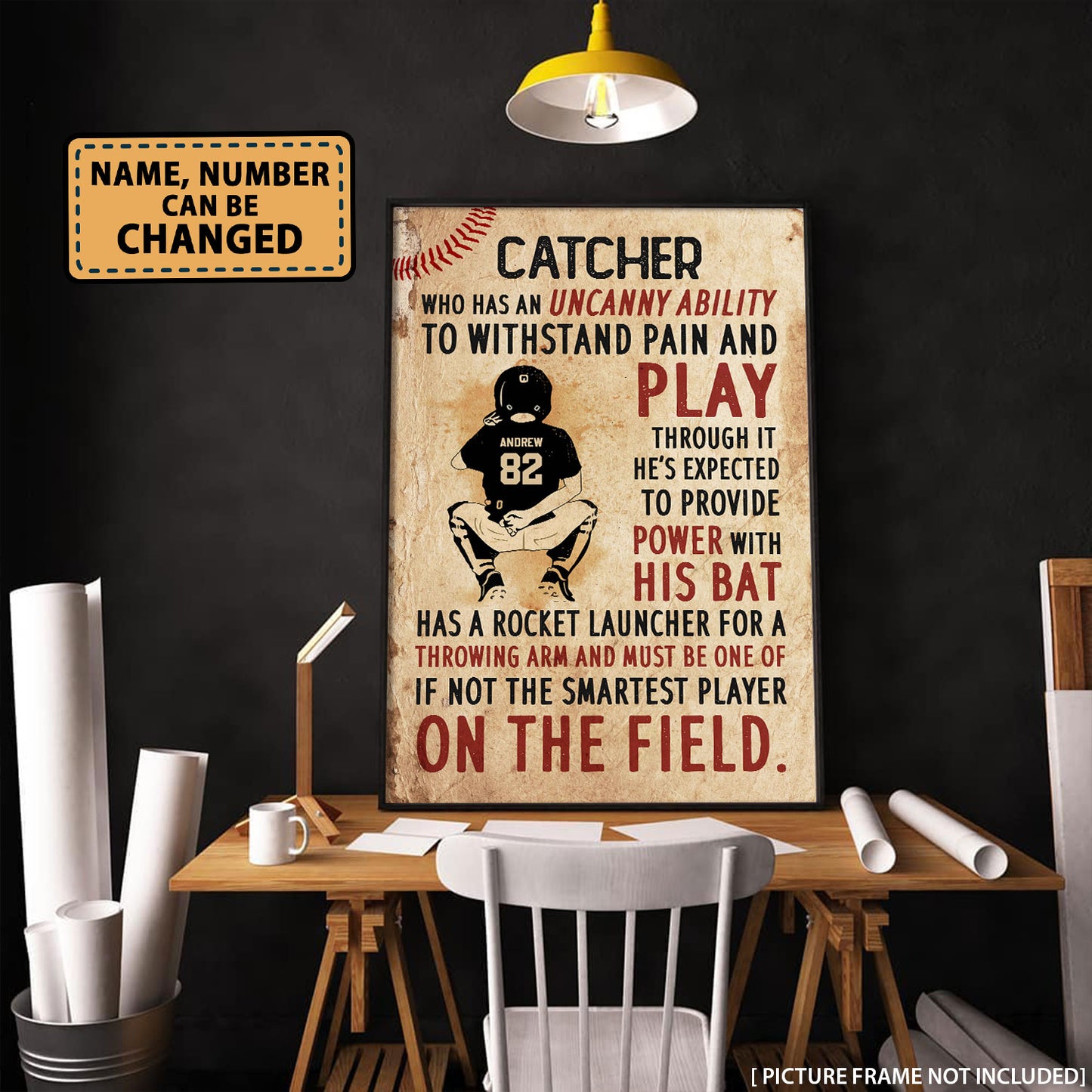 A Good Catcher Baseball Personalized Vertical Poster