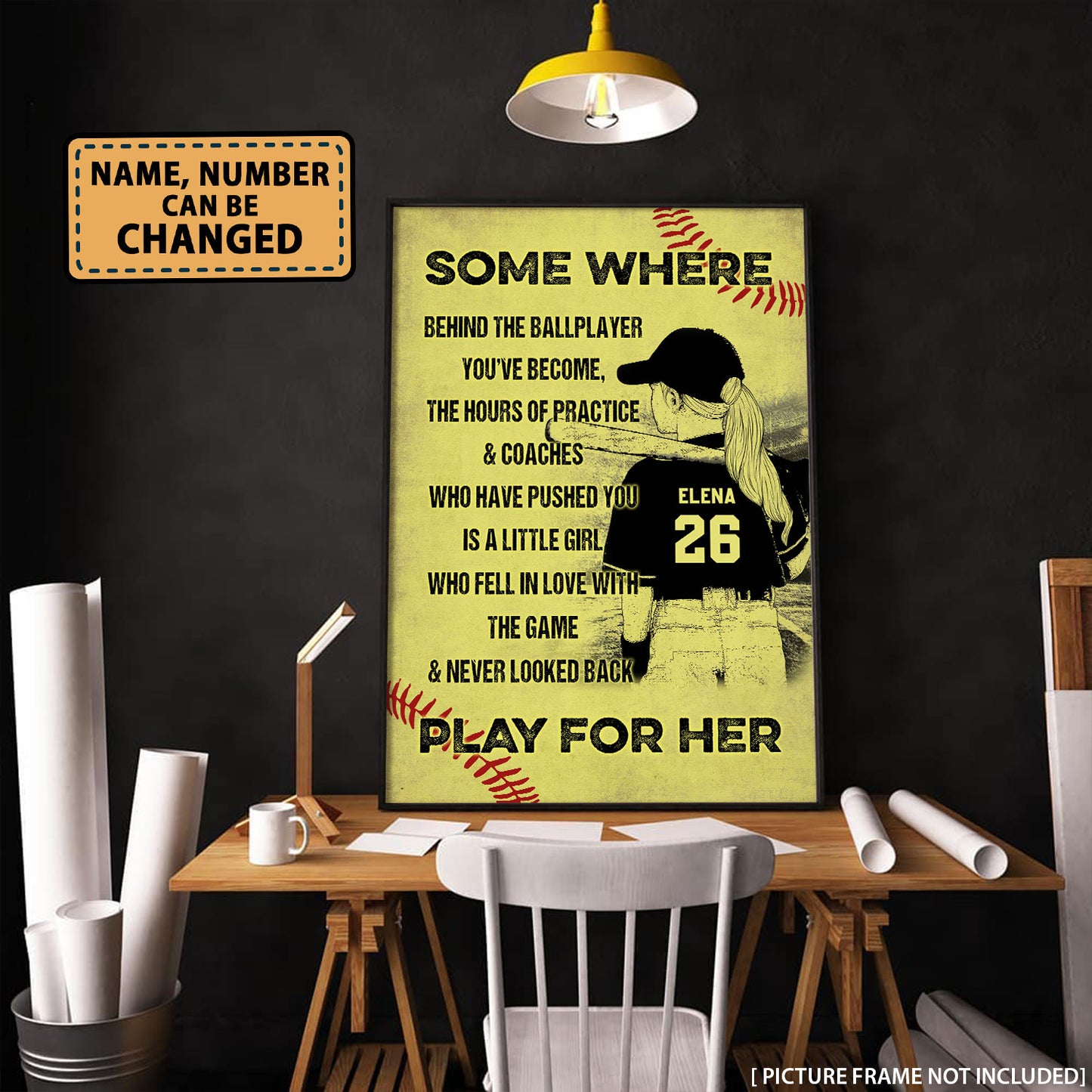 Somewhere Behind The Ballplayer Softball Personalized Poster