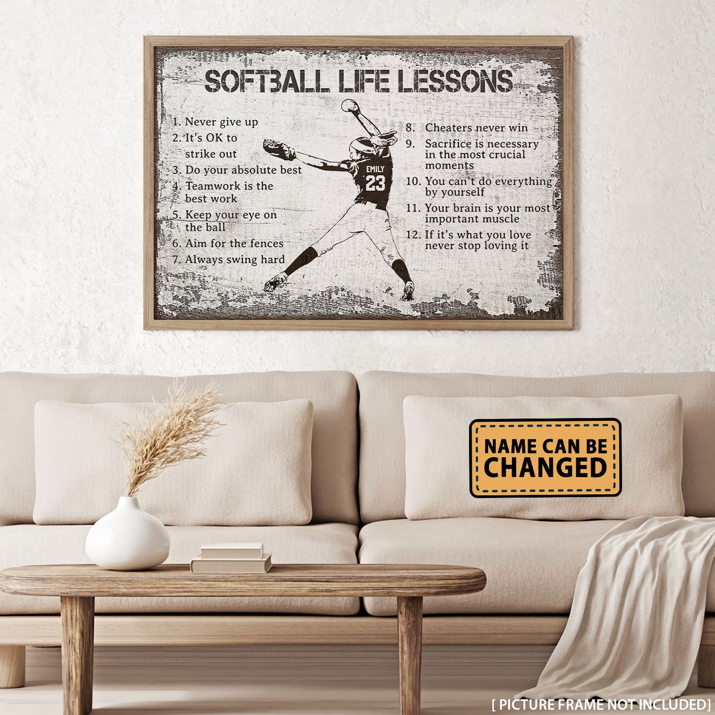 Softball Life Lesson Softball Personalized Poster