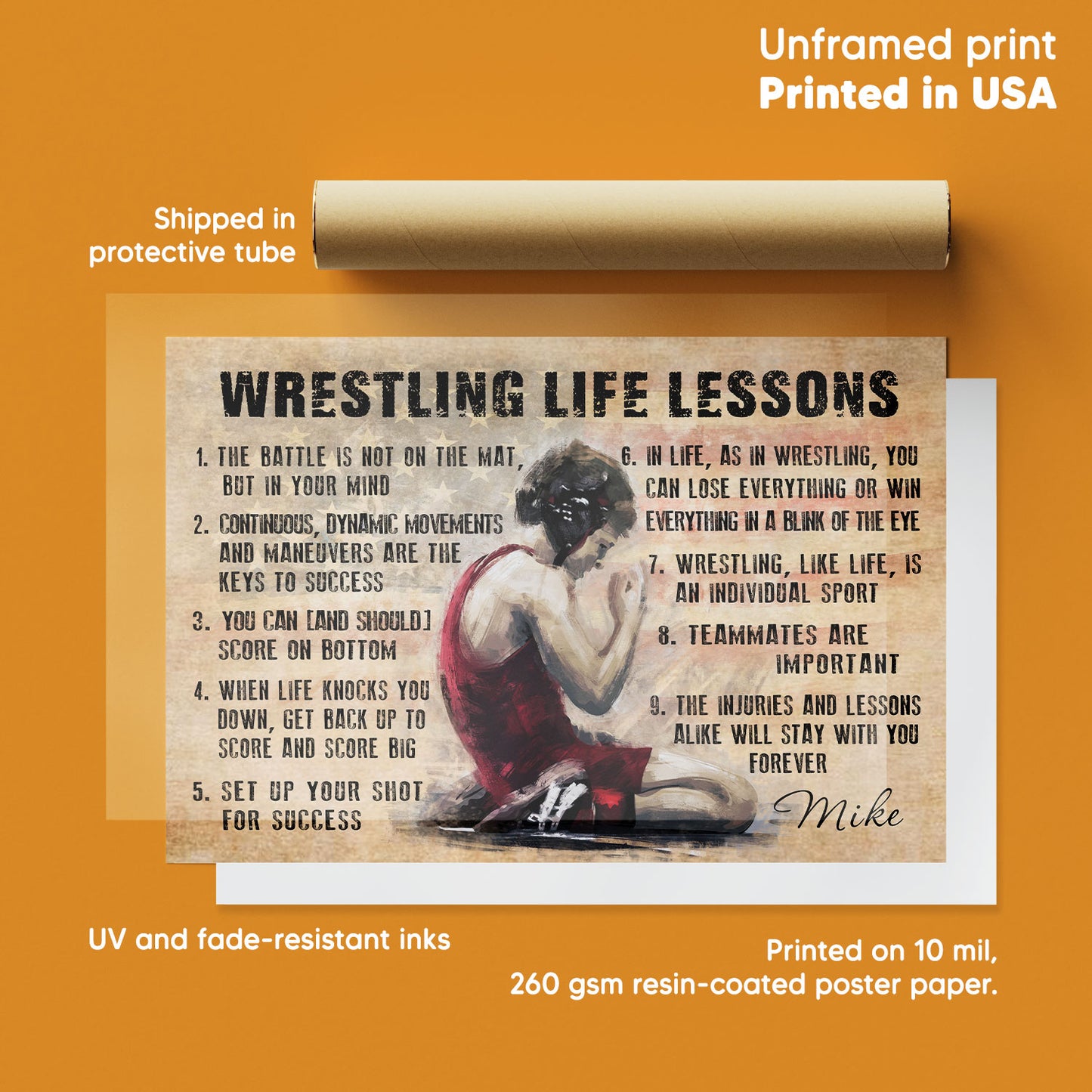 Wrestling Life Lessons Personalized Poster