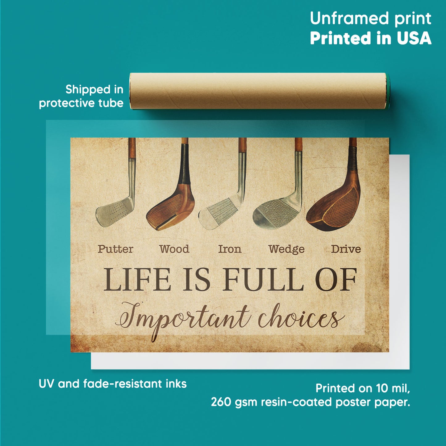 Golf Life Is Full Of Important Choices - Poster For Golf Lovers