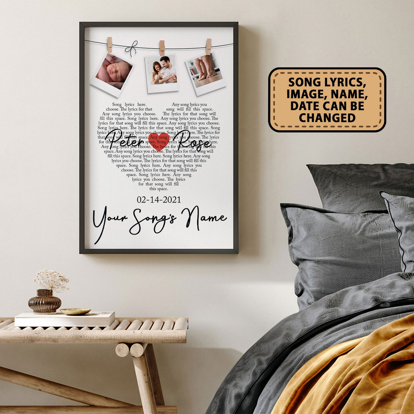 New Mom New Dad Song Lyrics Custom Image Heart-Shape Vertical Poster