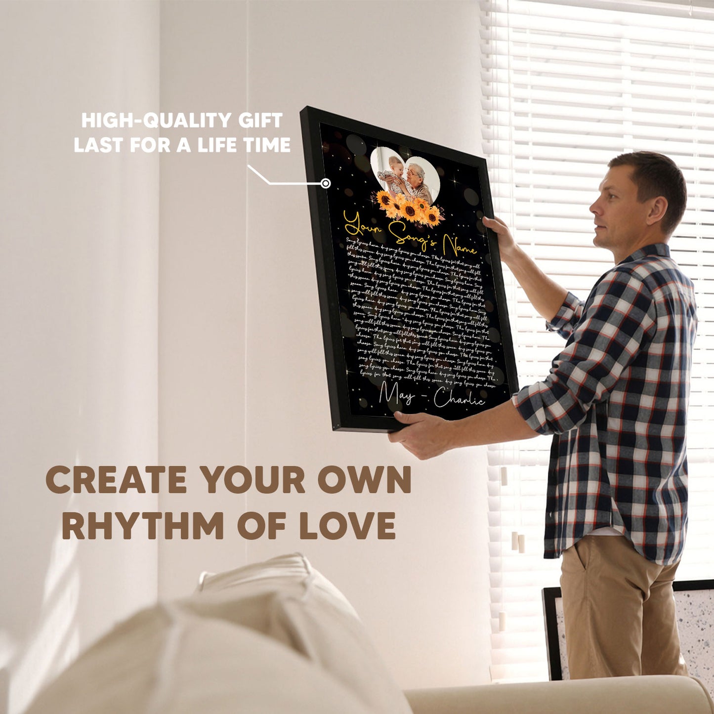 Song Lyrics Custom Image Gift For Grandma Sunflower Vertical Poster