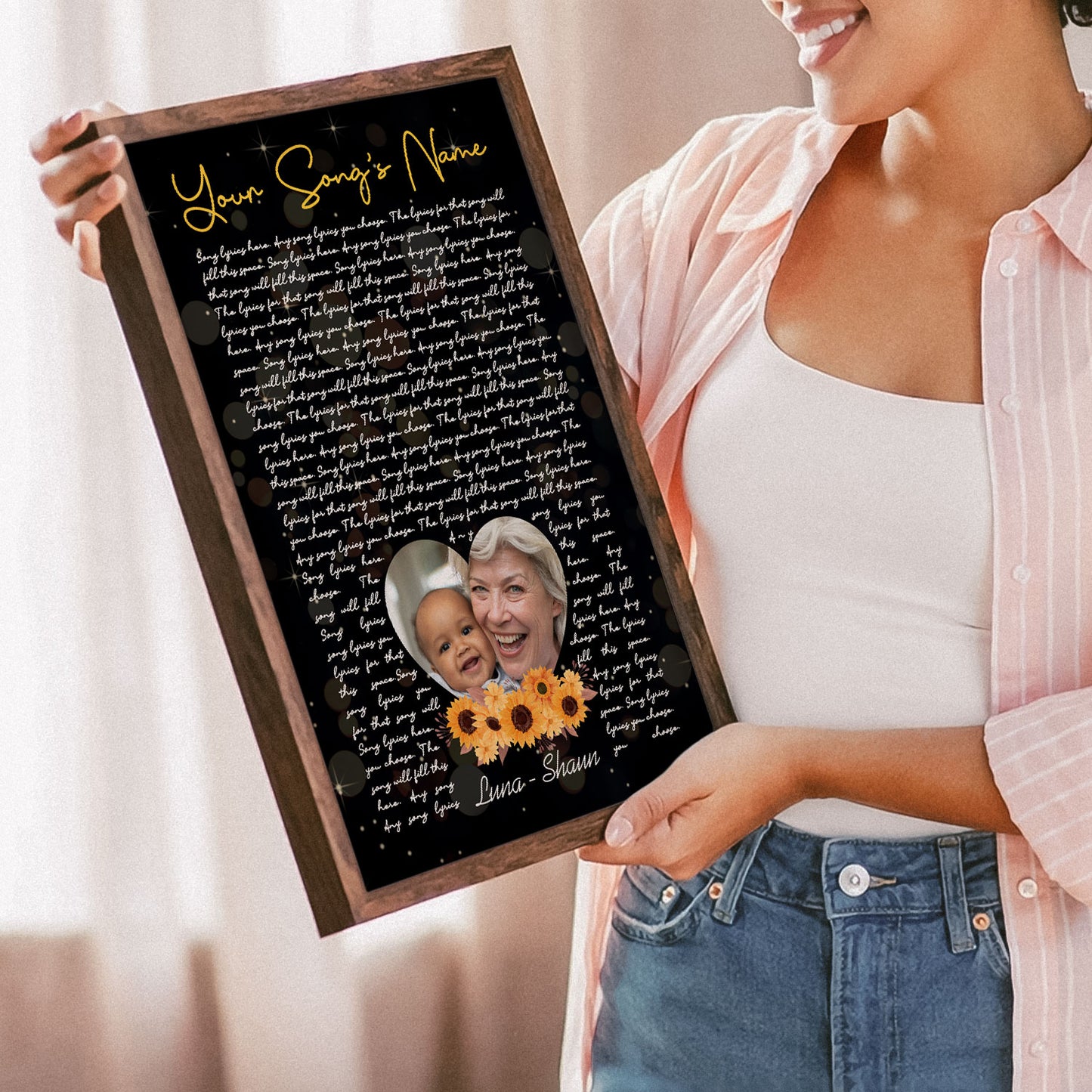 Song Lyrics Custom Image Gift For Grandma Sunflower Vertical Poster