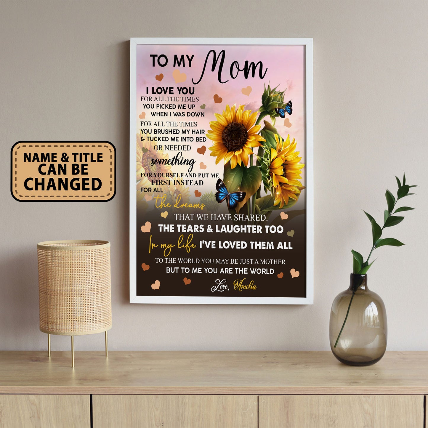 To My Mom I Love You For All The Times Sunflower Personalized Poster