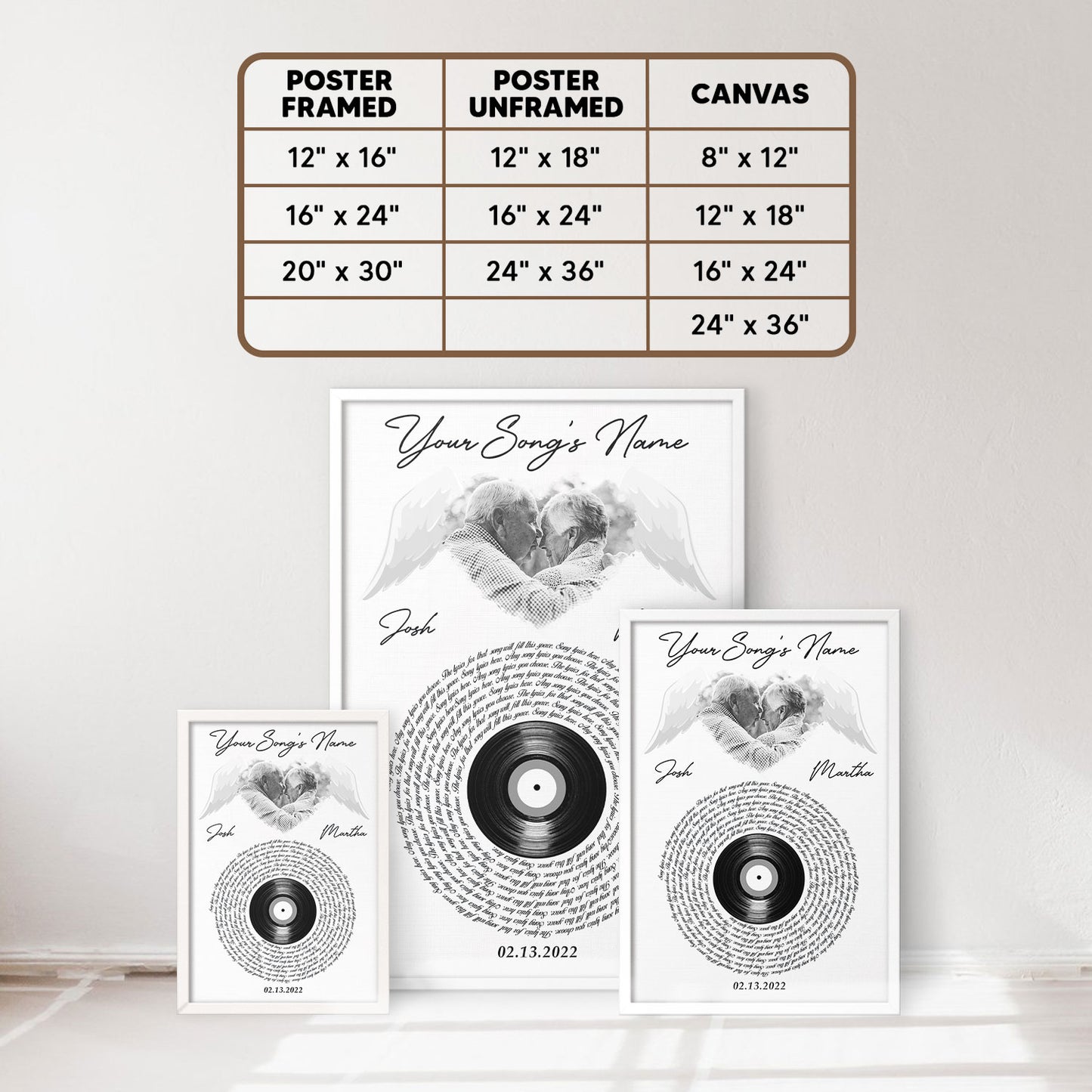 Song Lyrics Custom Image Angel Wings Vertical Poster