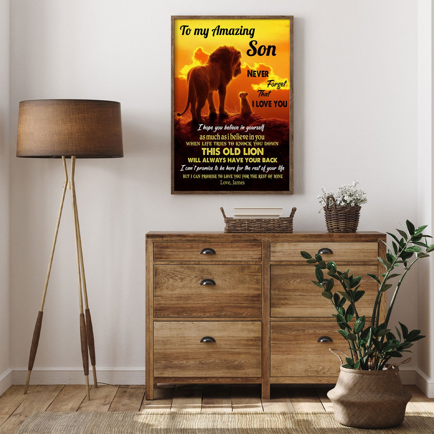 To My Amazing Son Never Forget That I Love You Lion Personalized Poster