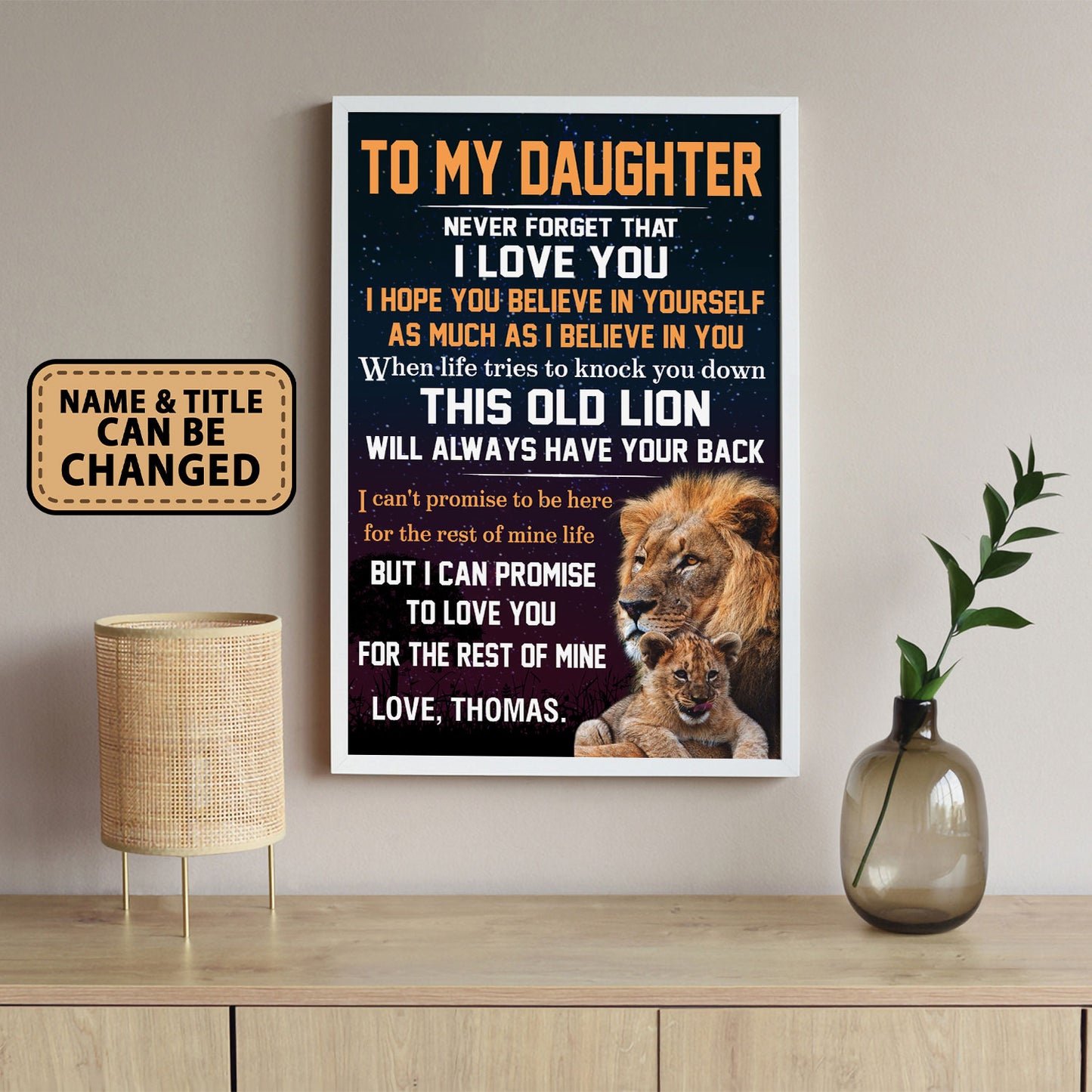 To My Daughter Never Forget That I Love You Lion Personalized Poster