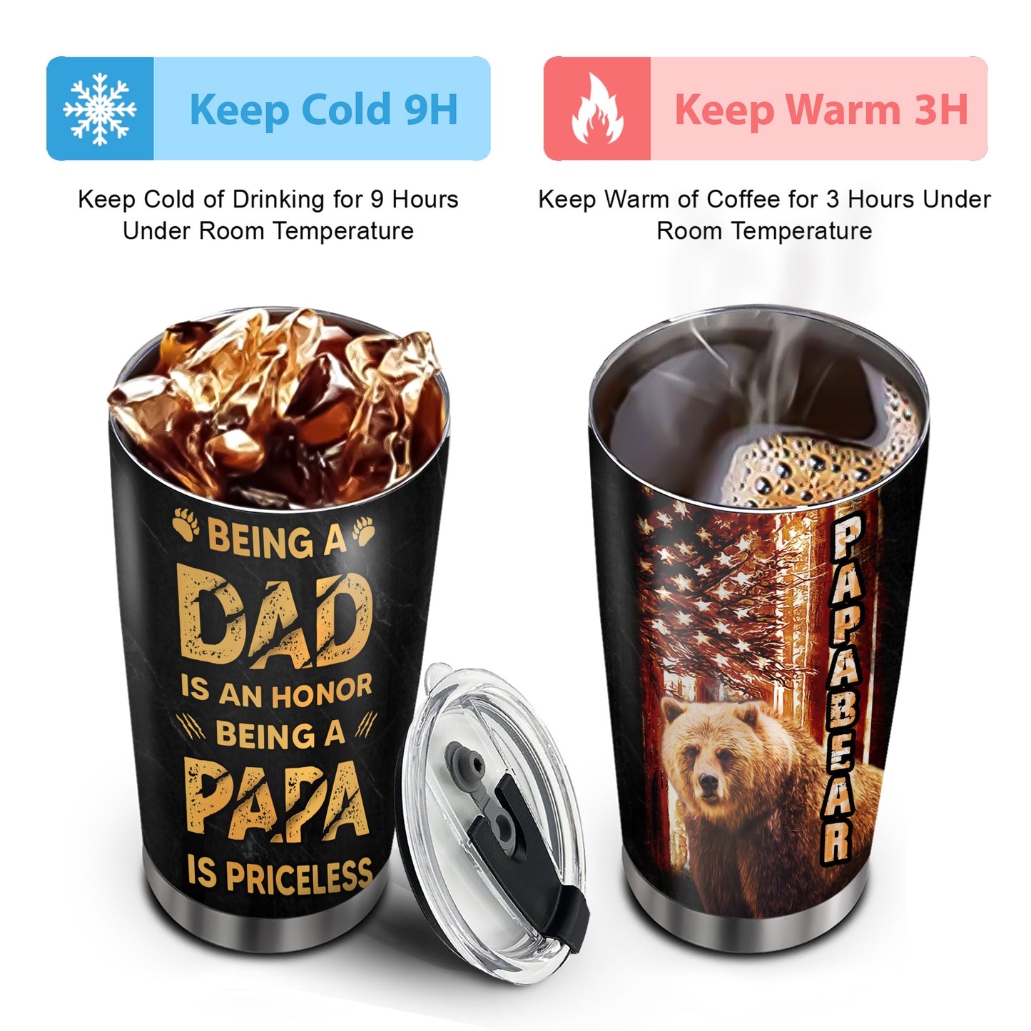 Papa Bear Being A Dad Is An Honor Flag US 20Oz Tumbler