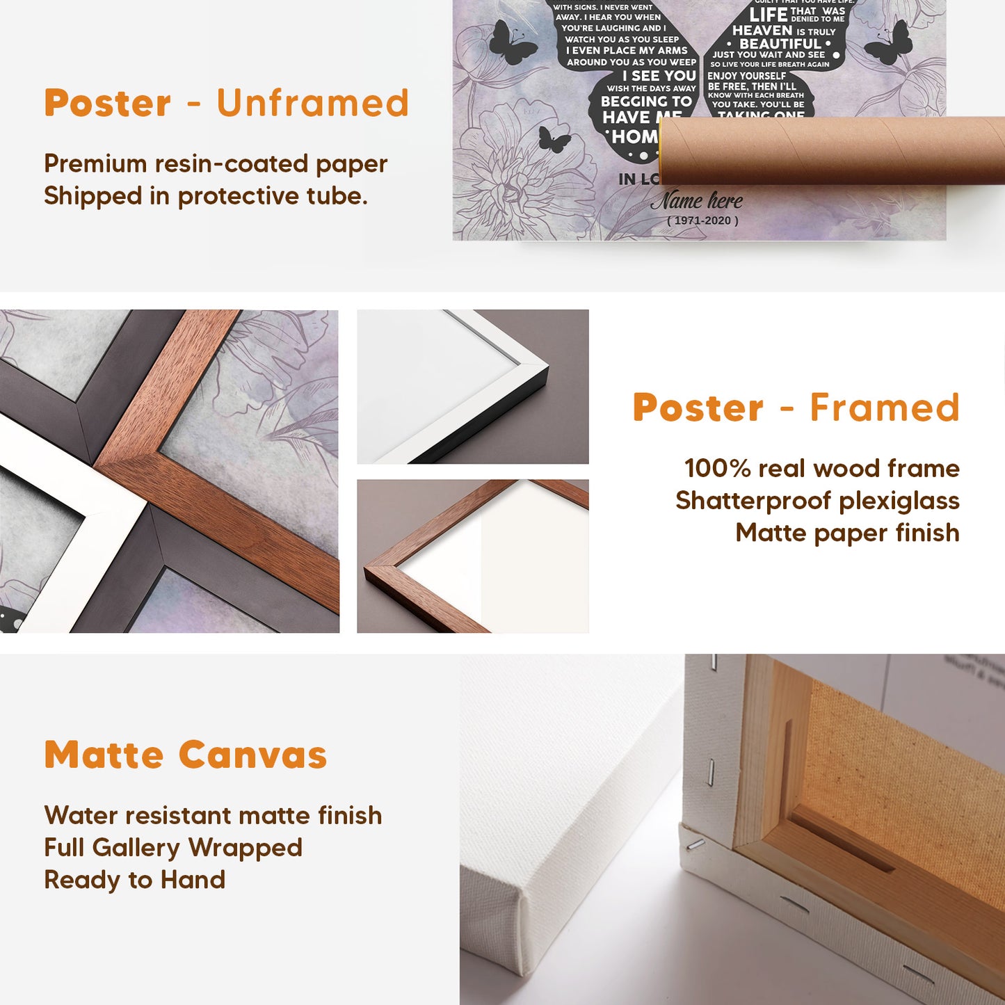 As I Sit In Heaven Custom Date & Name Butterfly Poster