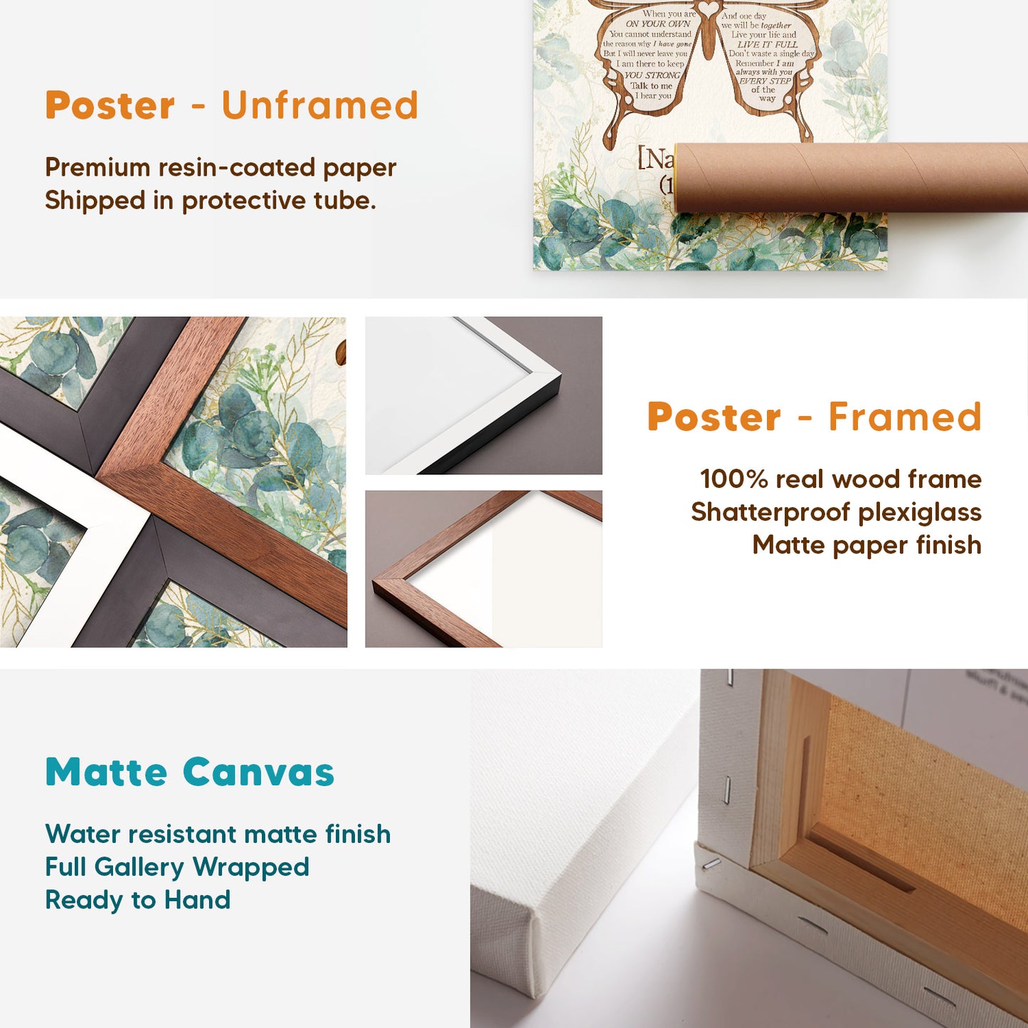 I Never Left You Custom Date & Name Butterfly Vintage Poster