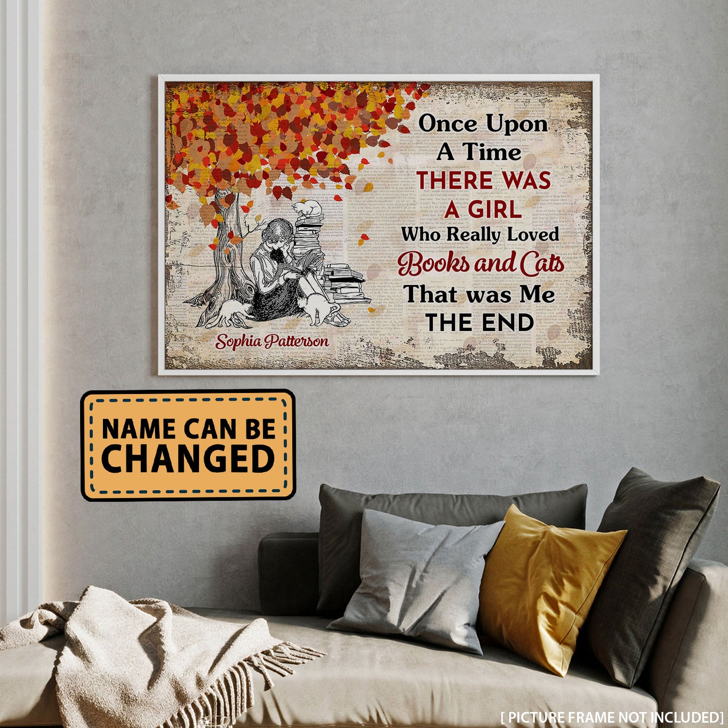 Book Girl Loves Books Cats Personalizedwitch Poster