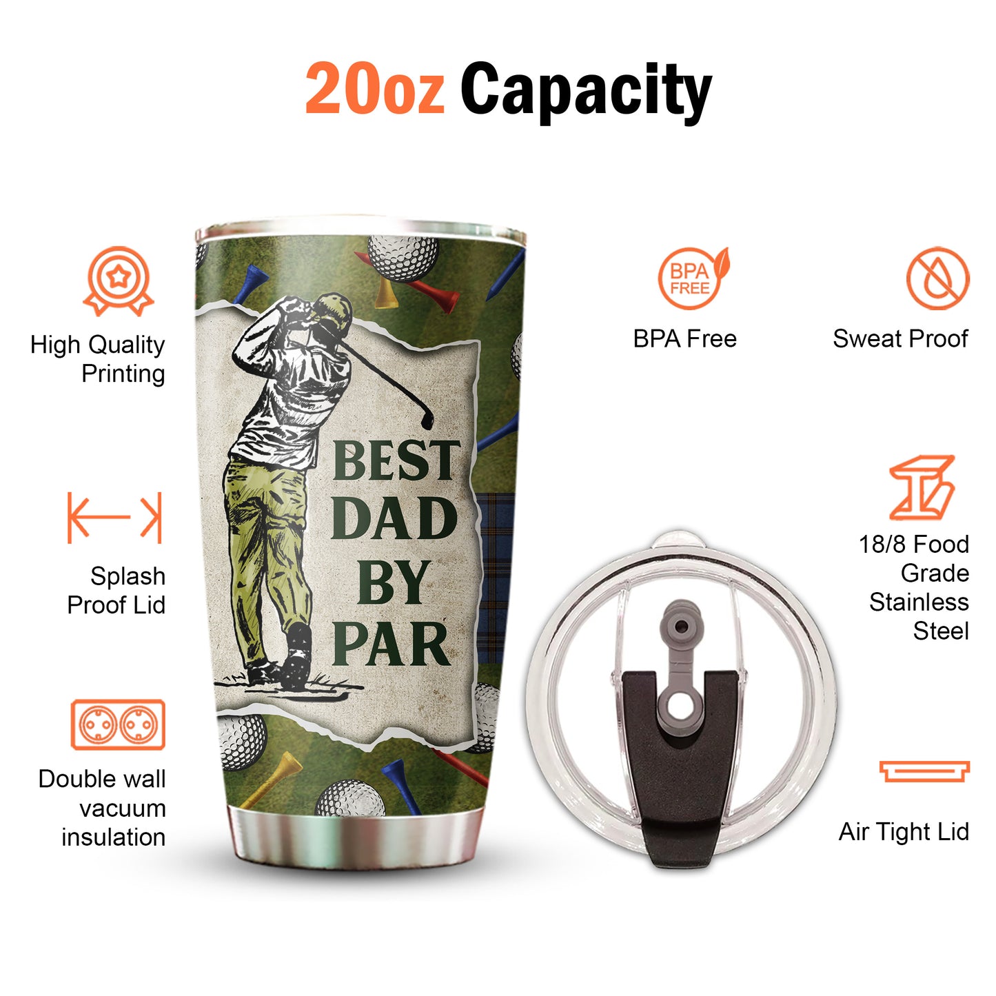 Golf Best Dad By Par 20Oz Tumbler