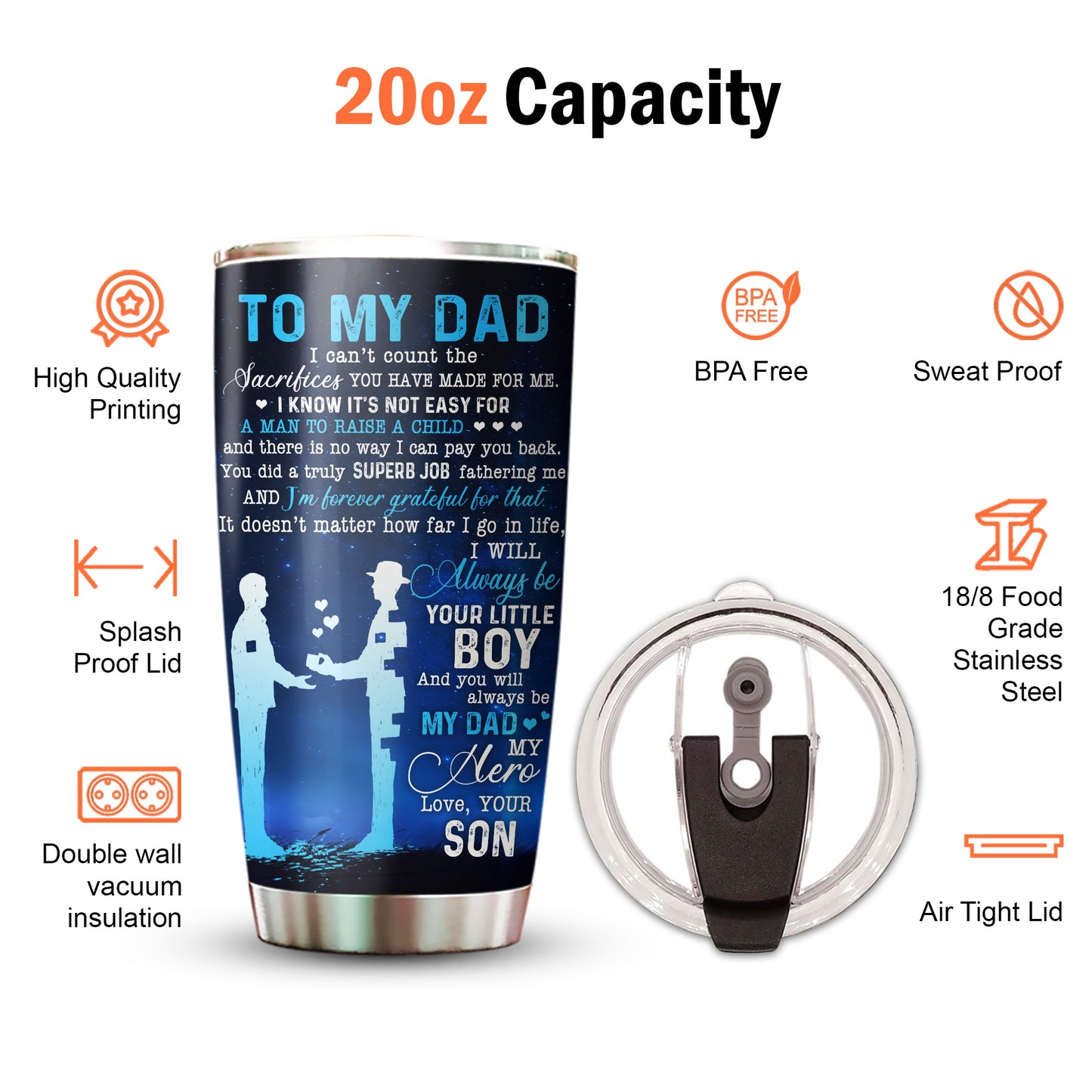You Will Always Be My Dad My Hero Father And Son 20Oz Tumbler