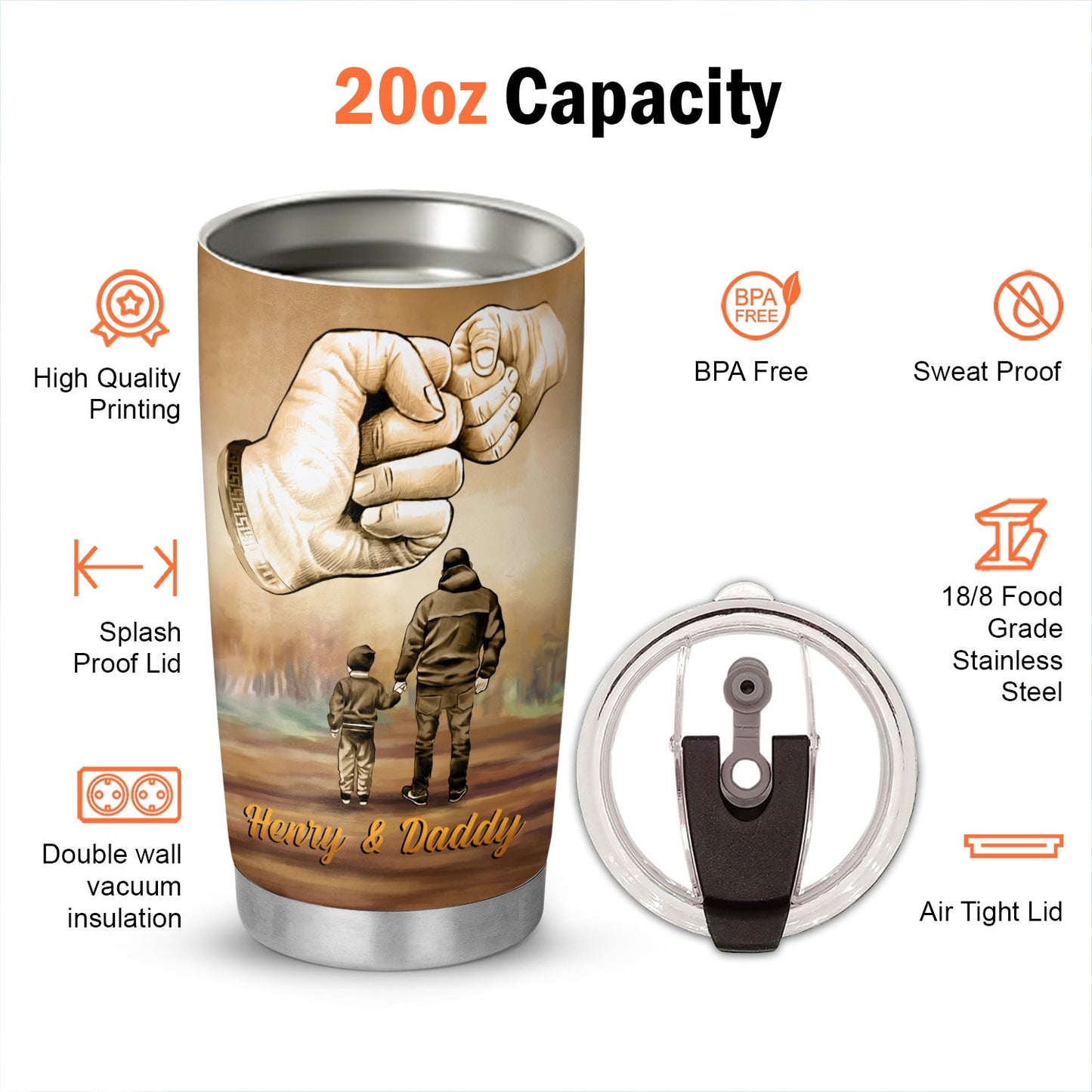 To My Dad Father And Son Greatest Father Personalized 20Oz Tumbler