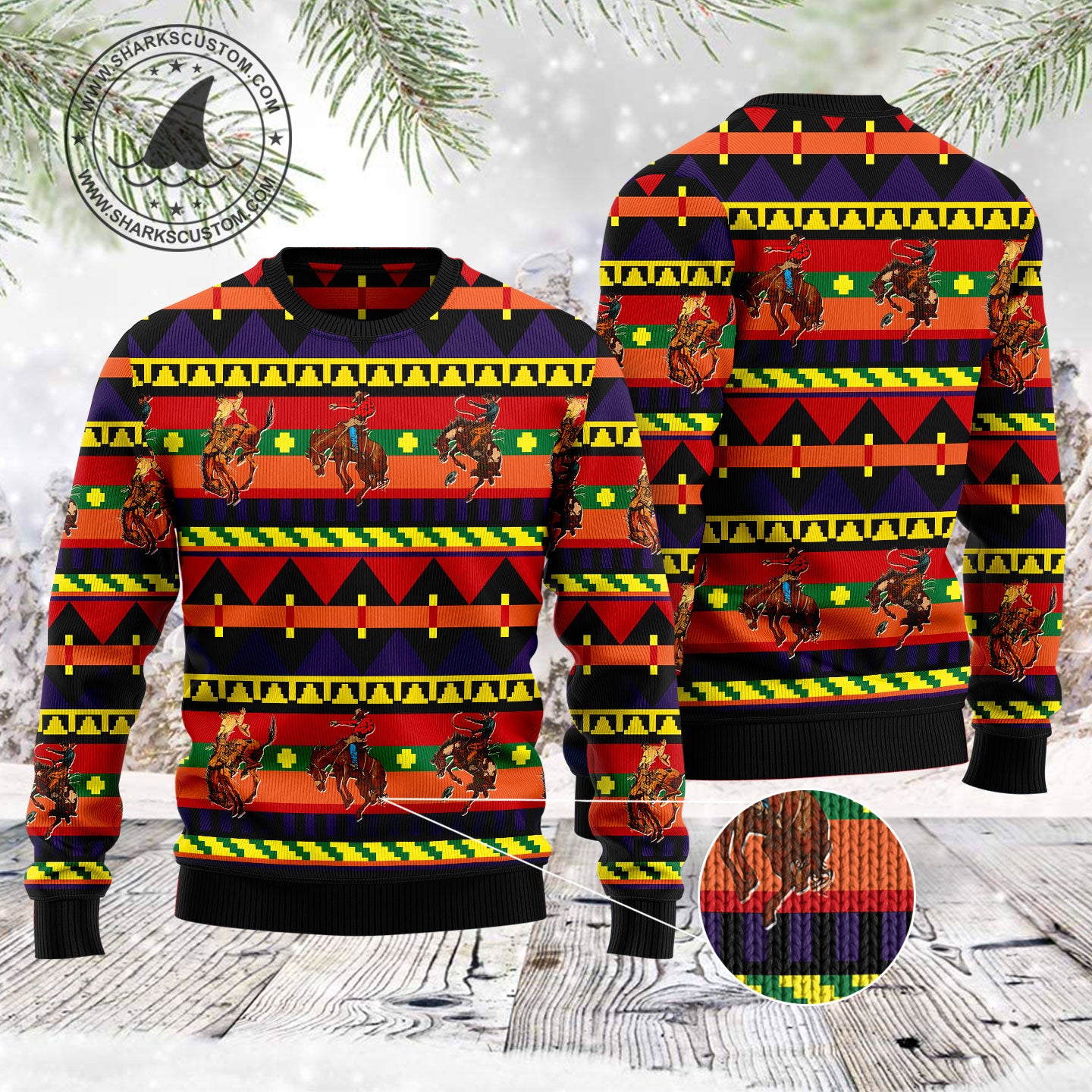 Rodeo Native Pattern T1310 Ugly Christmas Sweater