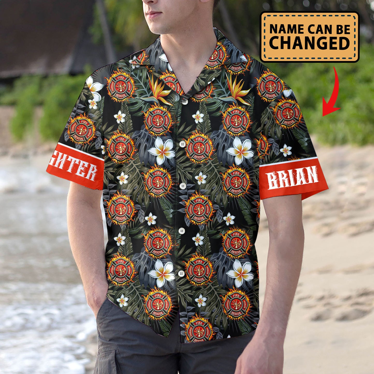 Custom Name First In Last Out - Hawaiian Shirt Personalizedwitch For Firefighter