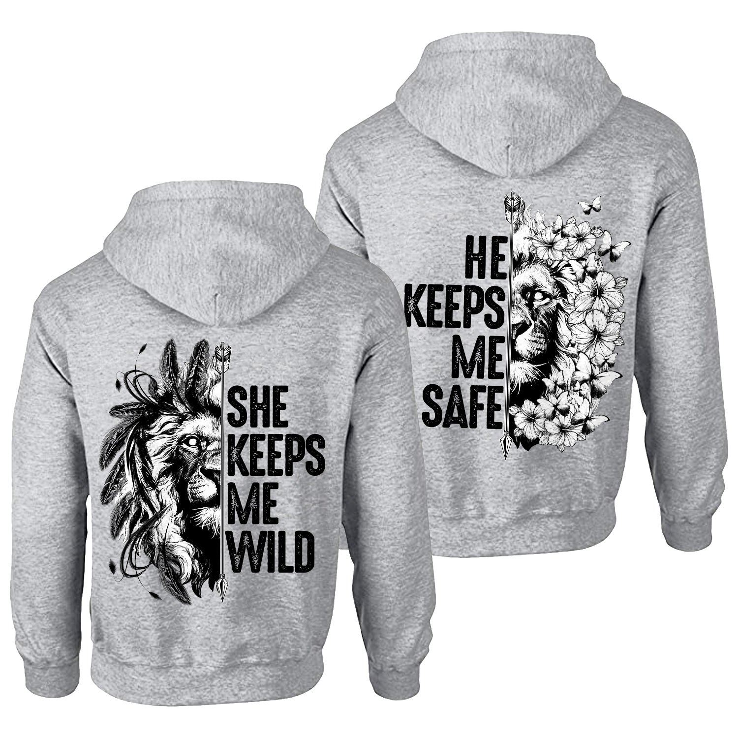 She Keeps Me Wild He Keeps Me Safe Lion Couple Hoodies Valentine Gift –  PERSONALIZEDWITCH