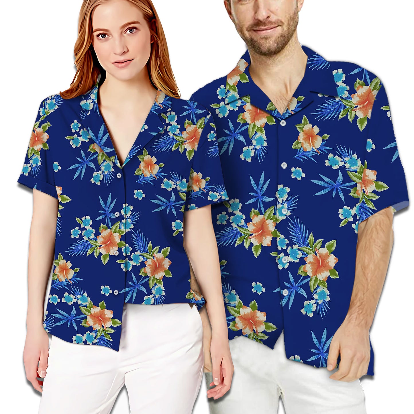 Custom Name Dragon Couple Hibiscus Blue Matching Hawaiian Shirt Personalizedwitch For Couple