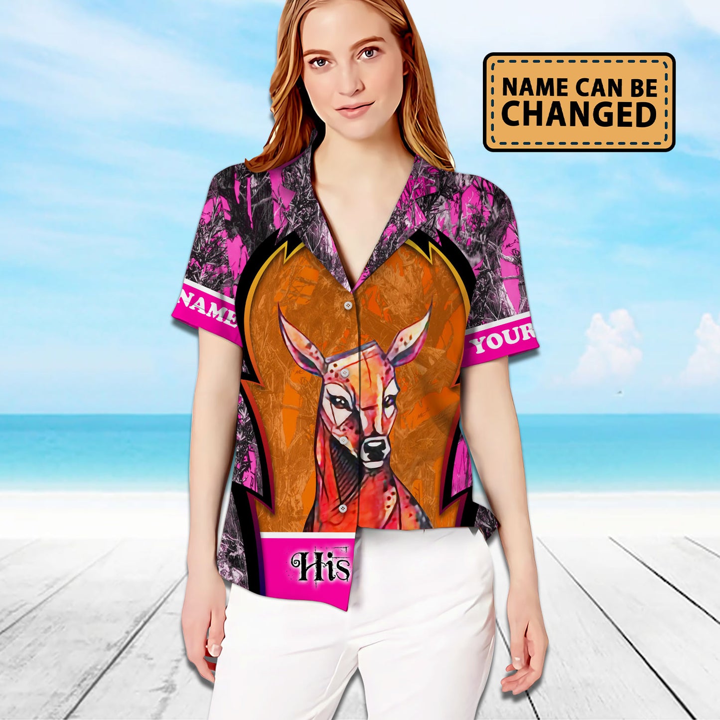 Her Buck His Doe Deer Couple Custom Name Matching Hawaiian Shirt Personalizedwitch For Couple