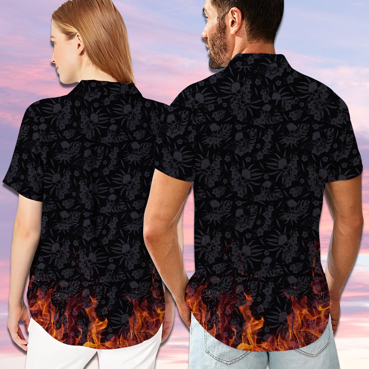 Skull Her King His Queen Matching Hawaiian Shirt