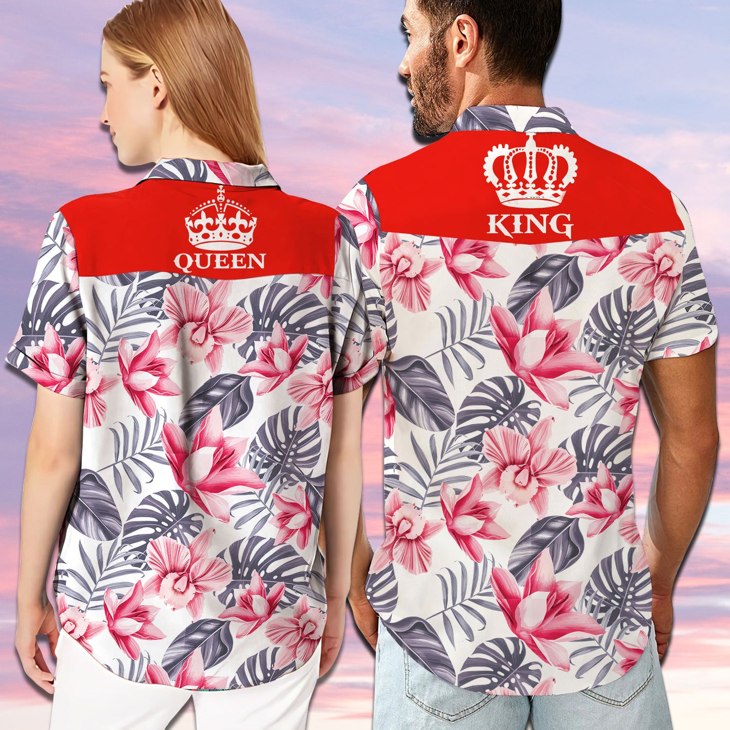 King and Queen Couple Matching Hawaiian Shirt Personalizedwitch For Couple