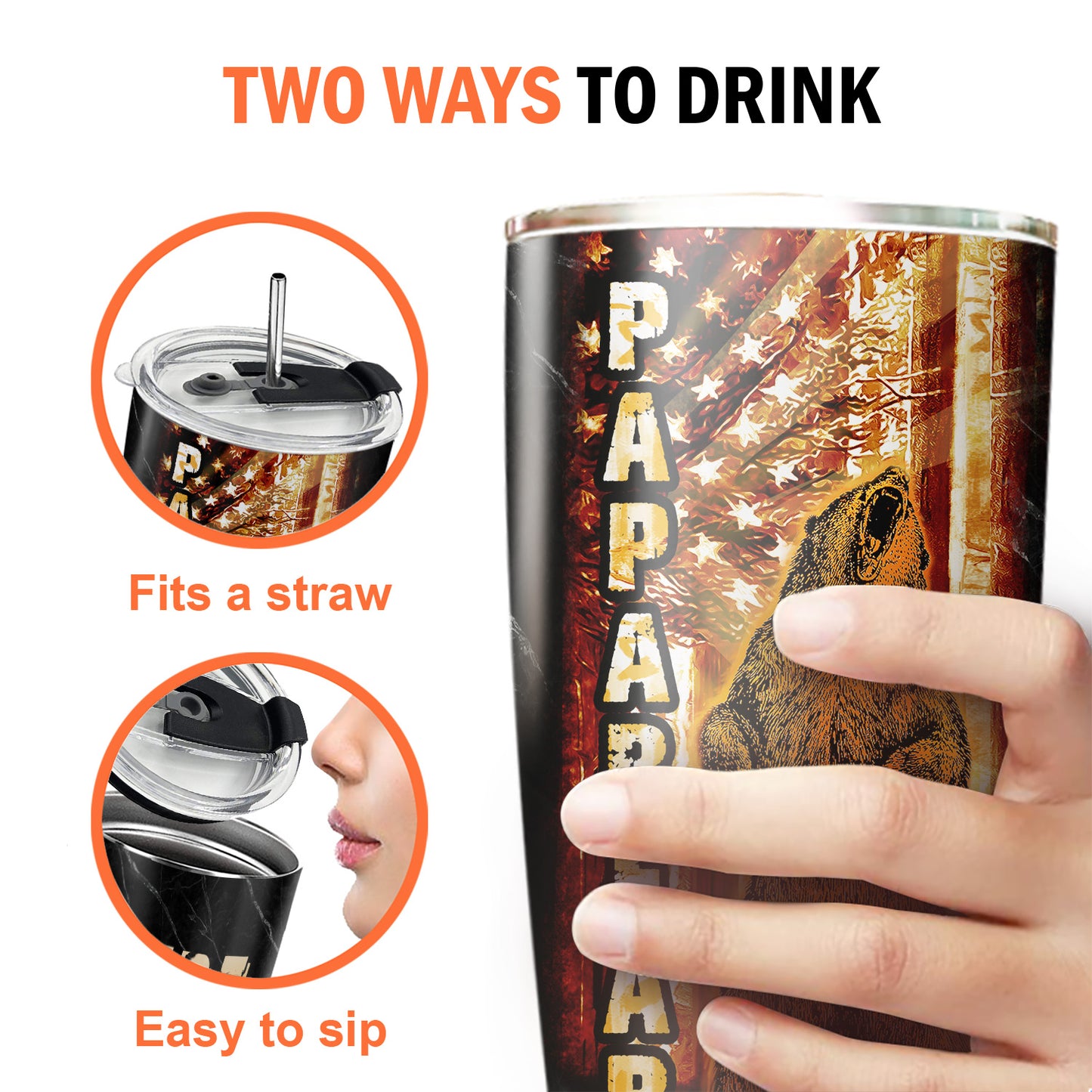 Papa The Man The Myth The Legend Papa Bear 20Oz Tumbler