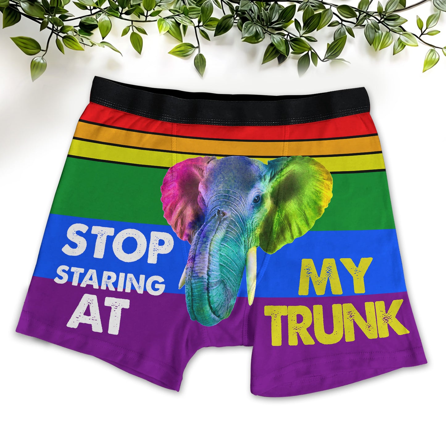 Stop Starting At My Trunk LGBT Elephant All Over Print Men's Boxer Brief