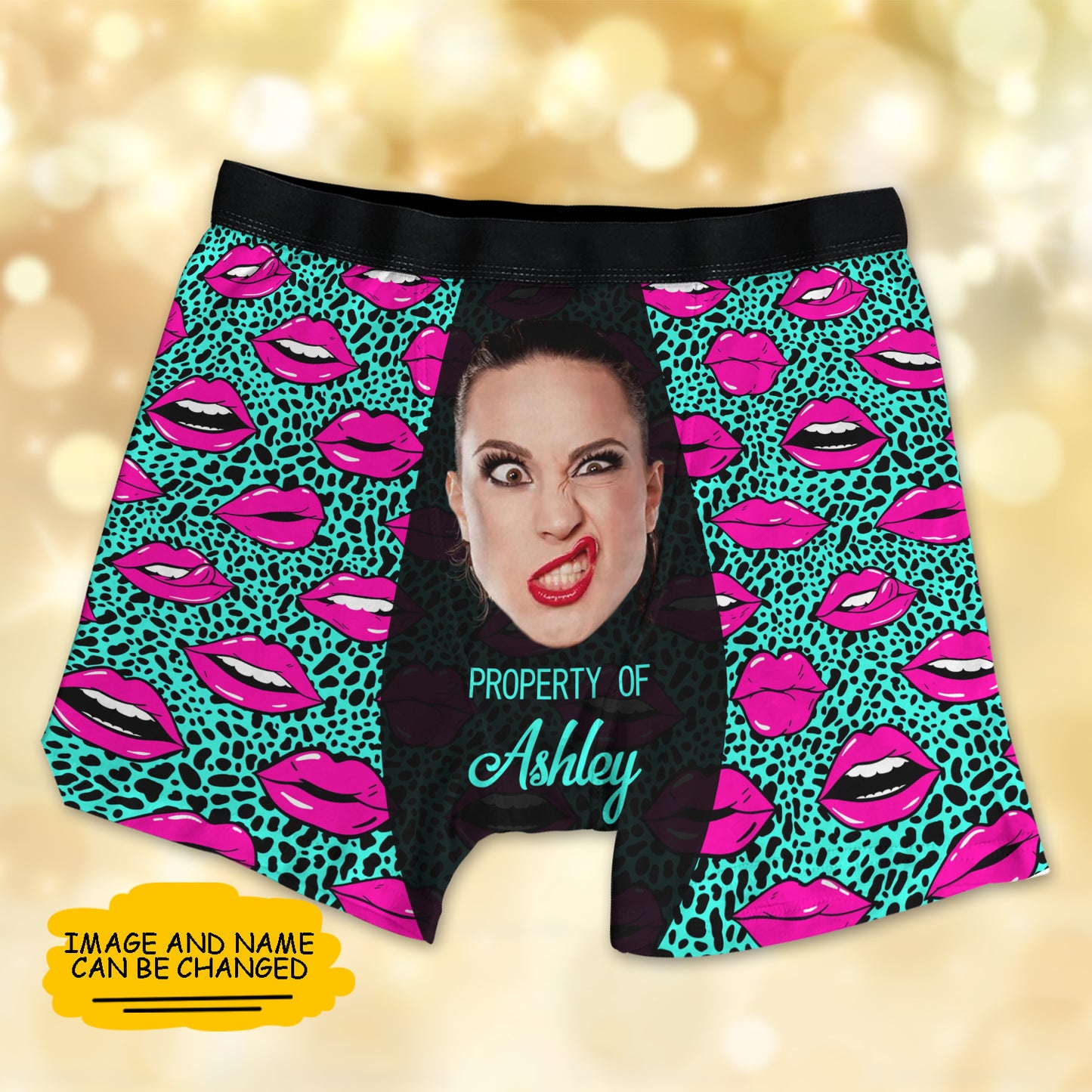 Custom Image & Name Property Of You Over Print Men's Boxer Brief