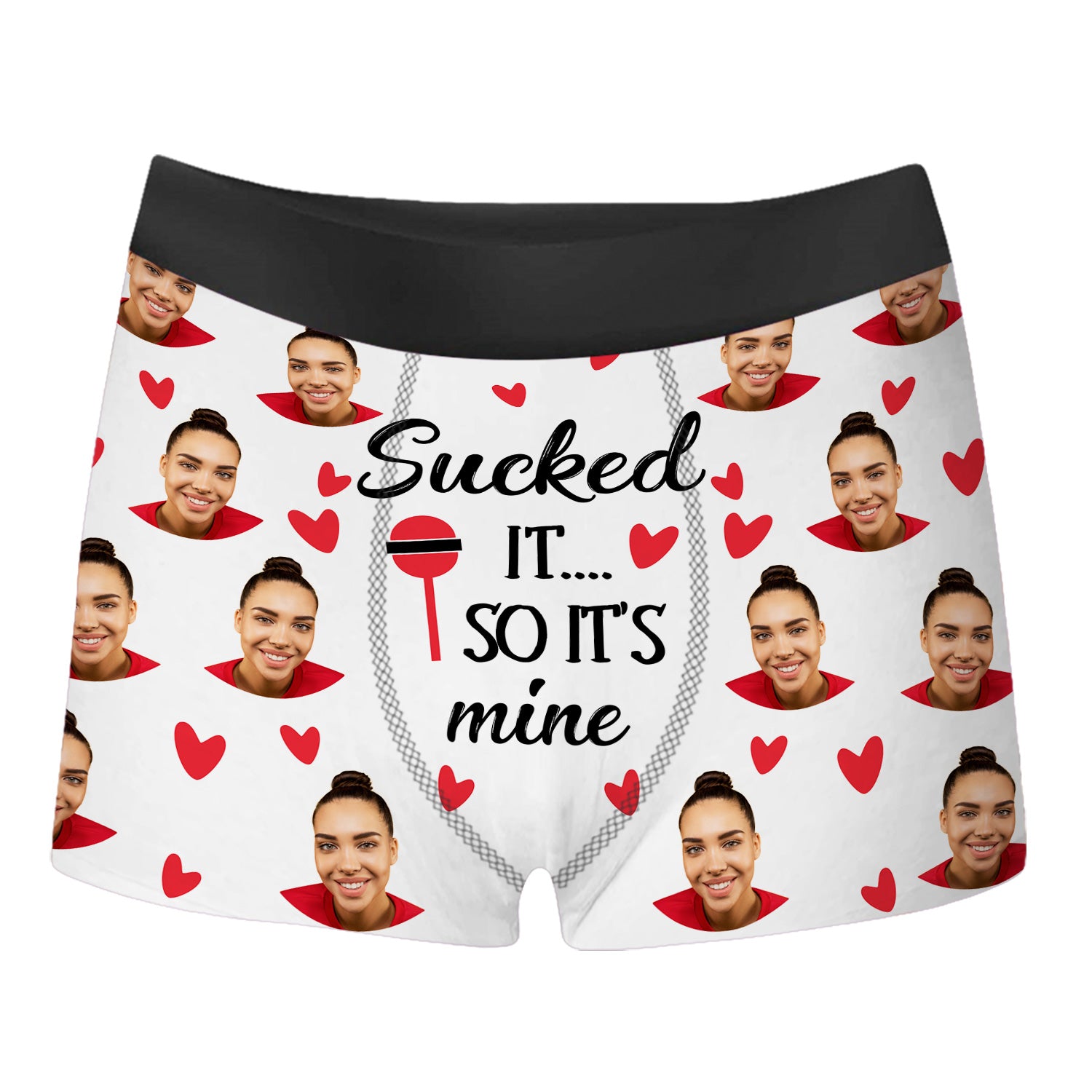 I Licked It So It's Mine Christmas Funny - Personalized Photo Men's Boxer  Briefs