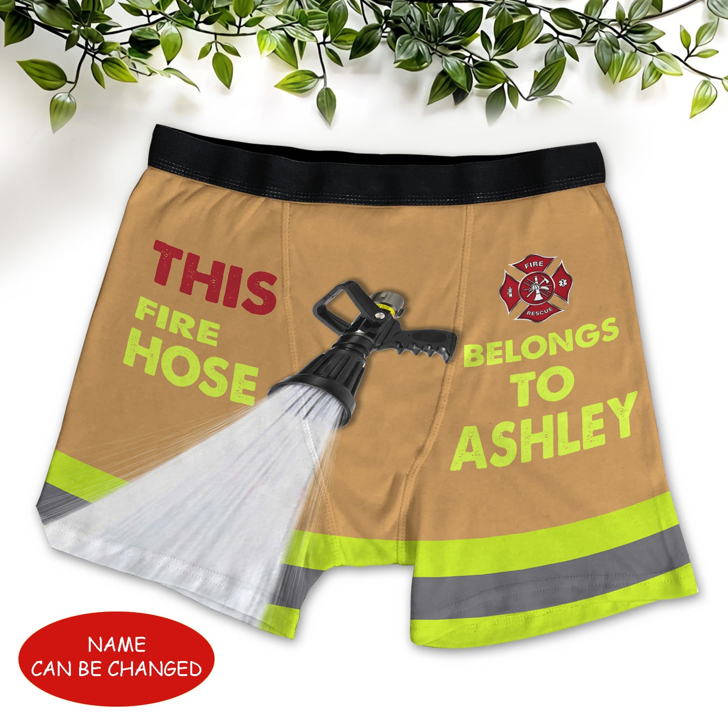 This Fire Hose Belongs To Custom Name Over Print Men's Boxer Brief