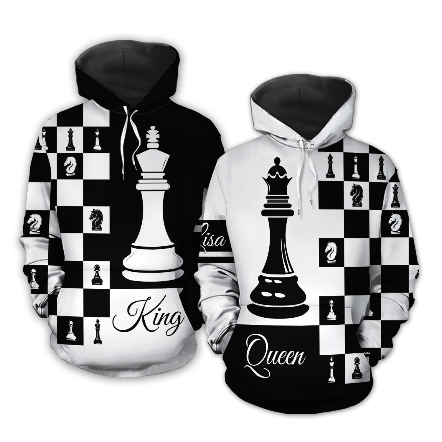 King and Queen Chess Piece Custom Engraved Anniversary -  Portugal