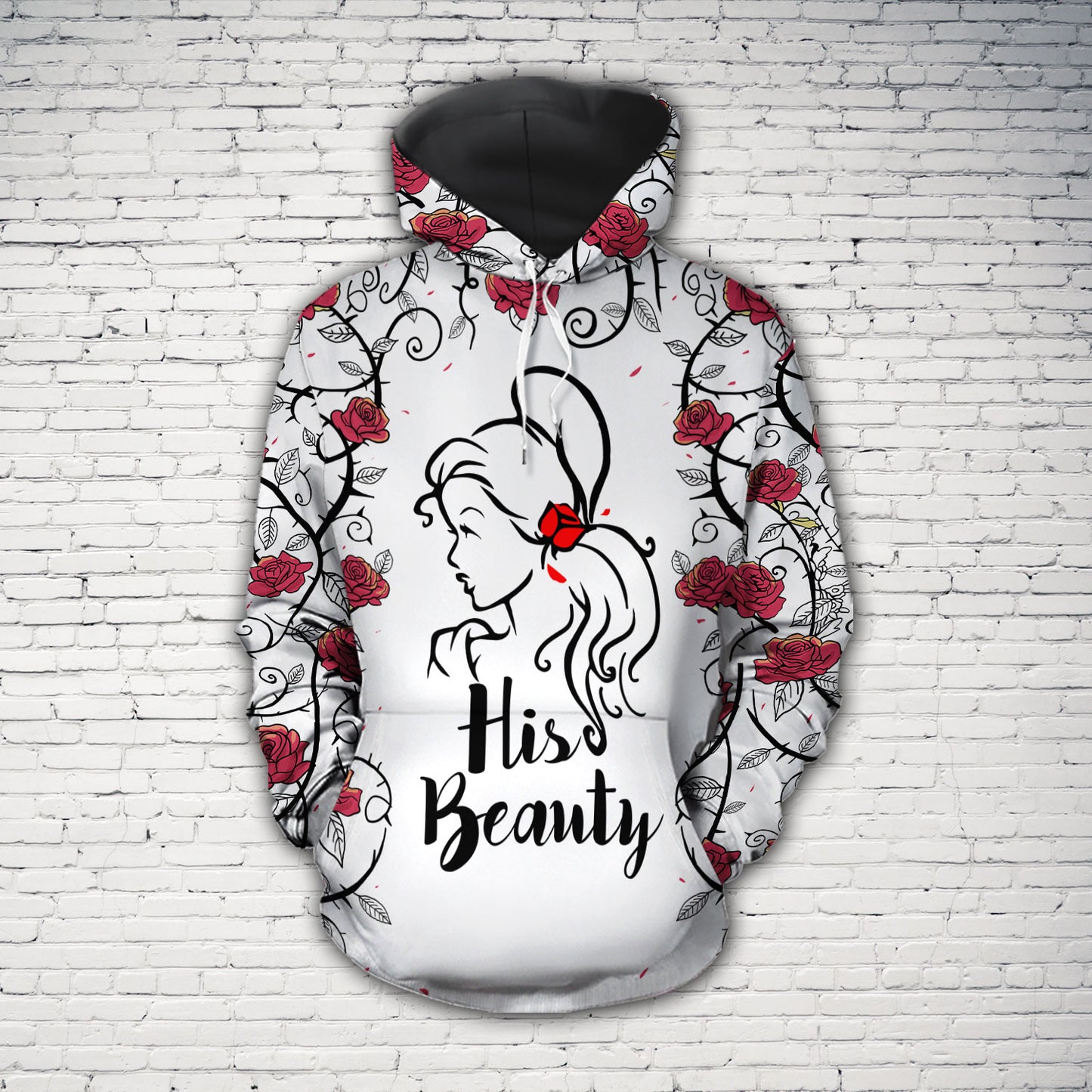Beauty And The Beast All Over Print Valentine Gift Couple Matching 3D Hoodie For Couple