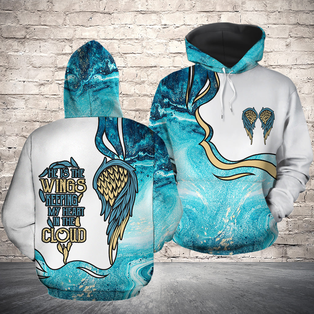 She Is The Anchor He Is The Wings All Over Print Valentine Gift Couple Matching 3D Hoodie
